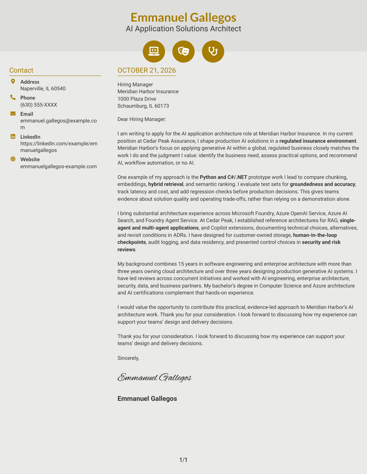 Cover letter example — page 1