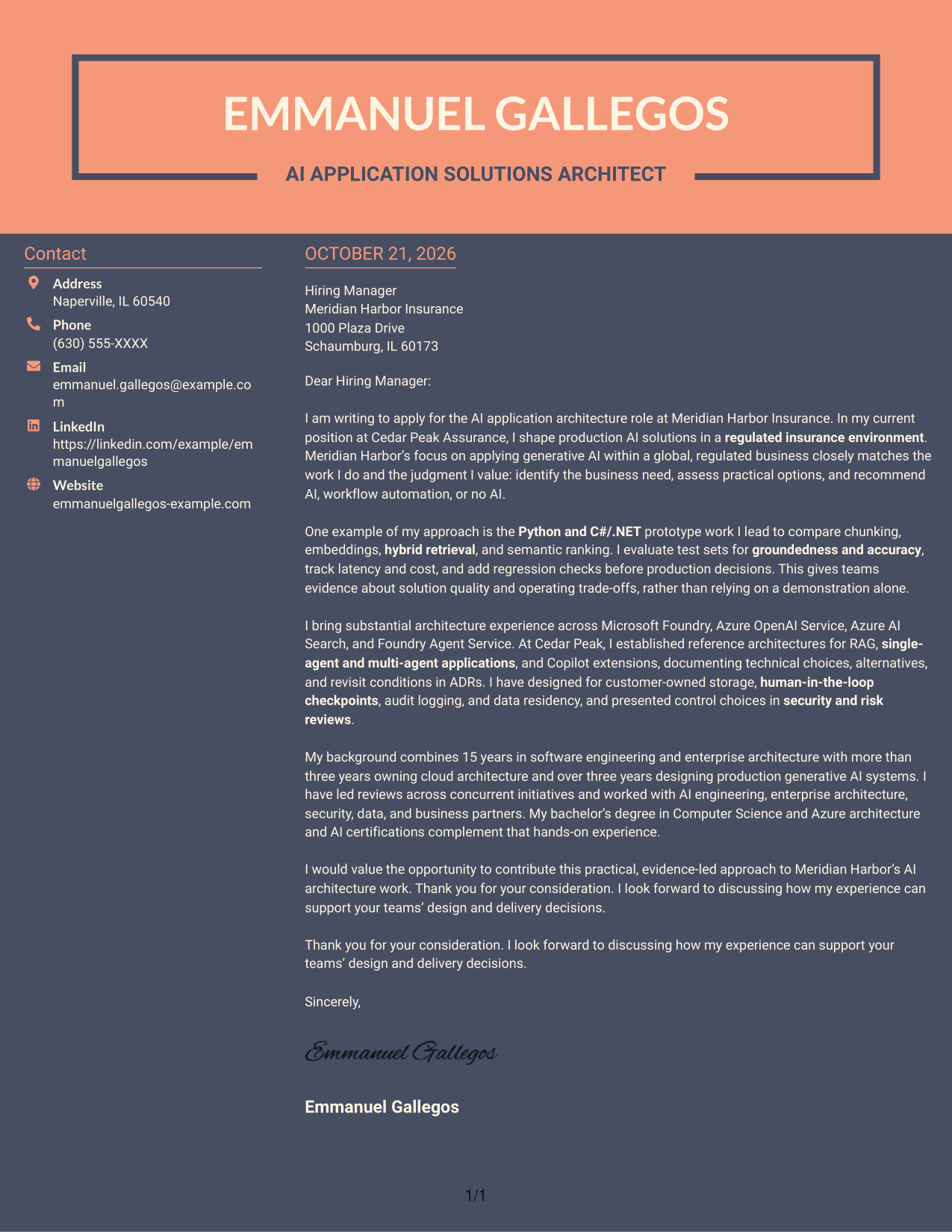 Cover letter example — page 1