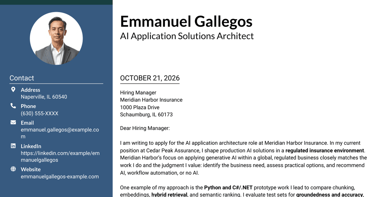 7 AI Application Solutions Architect - Generative AI Cover Letter Templates with Example