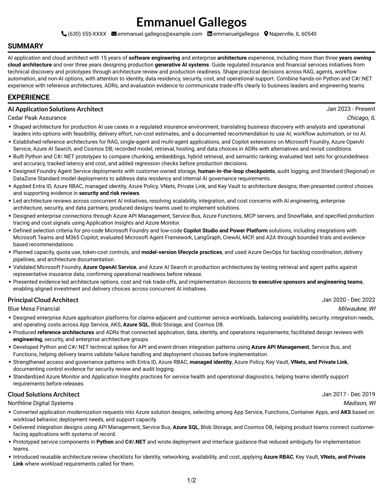 Resume example — page 1