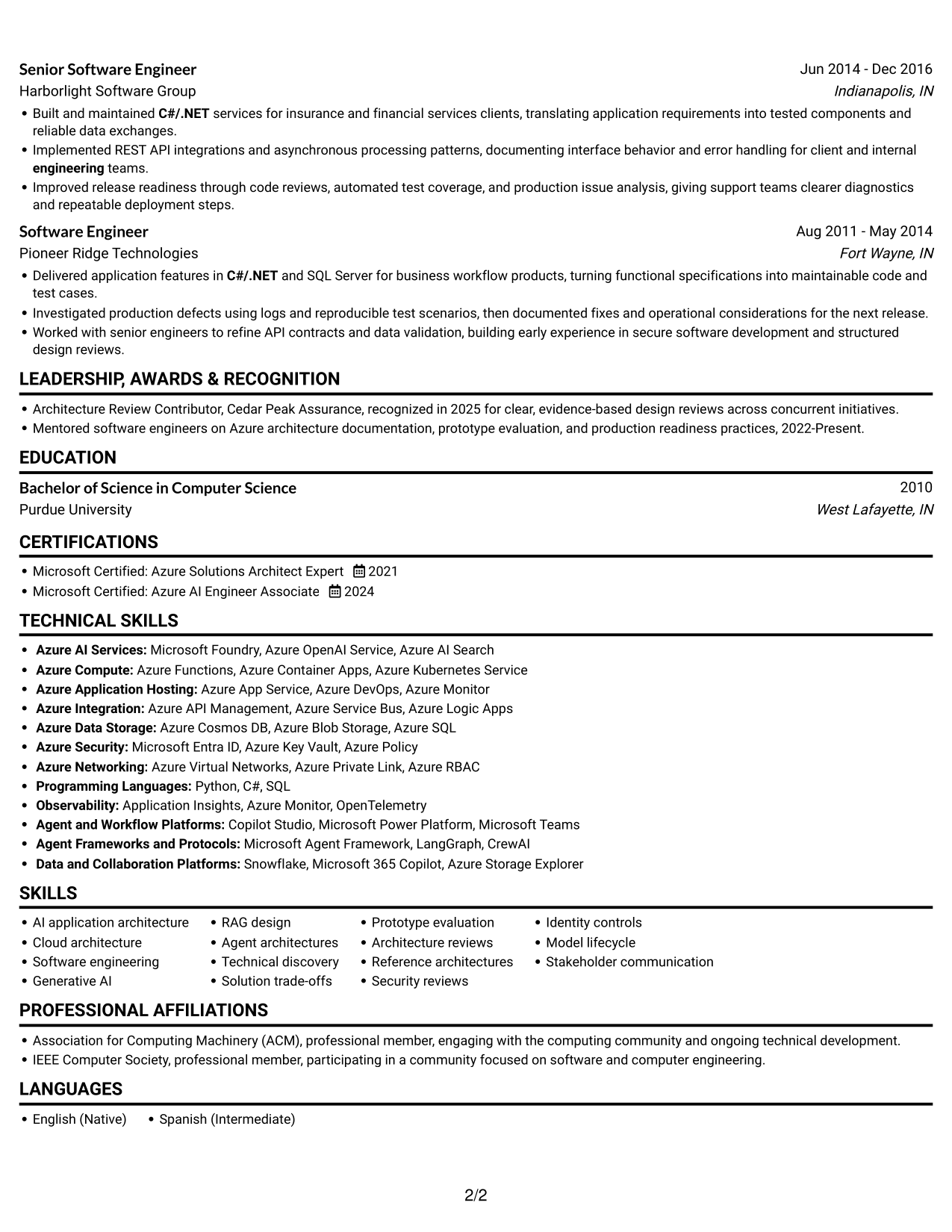 Resume example — page 2