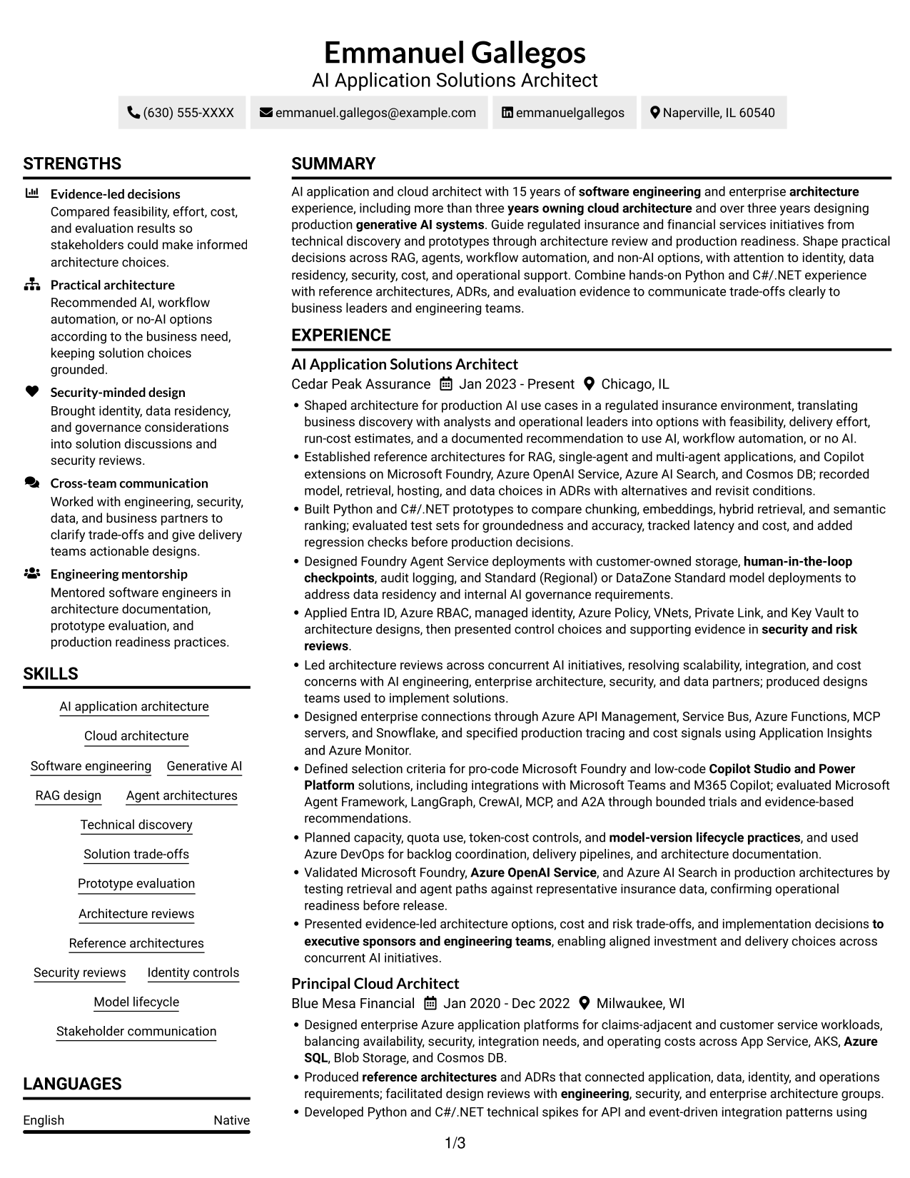 Resume example — page 1