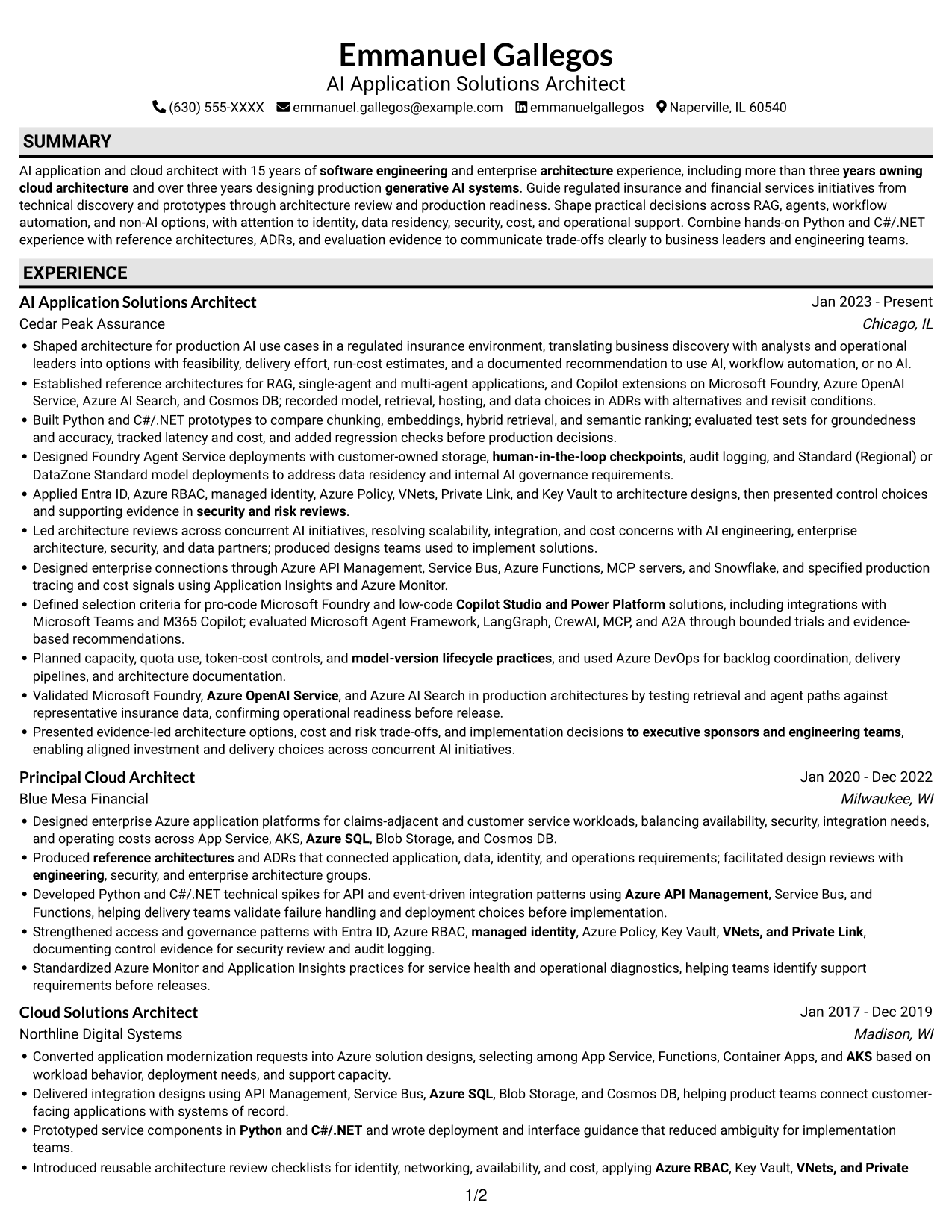 Resume example — page 1