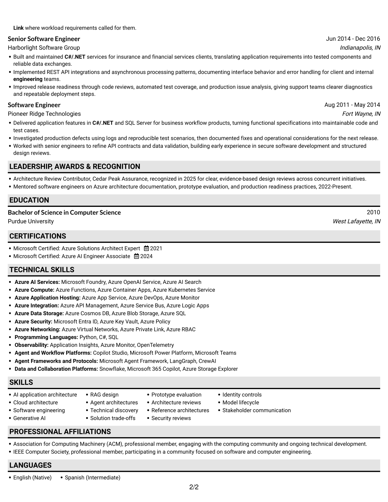 Resume example — page 2