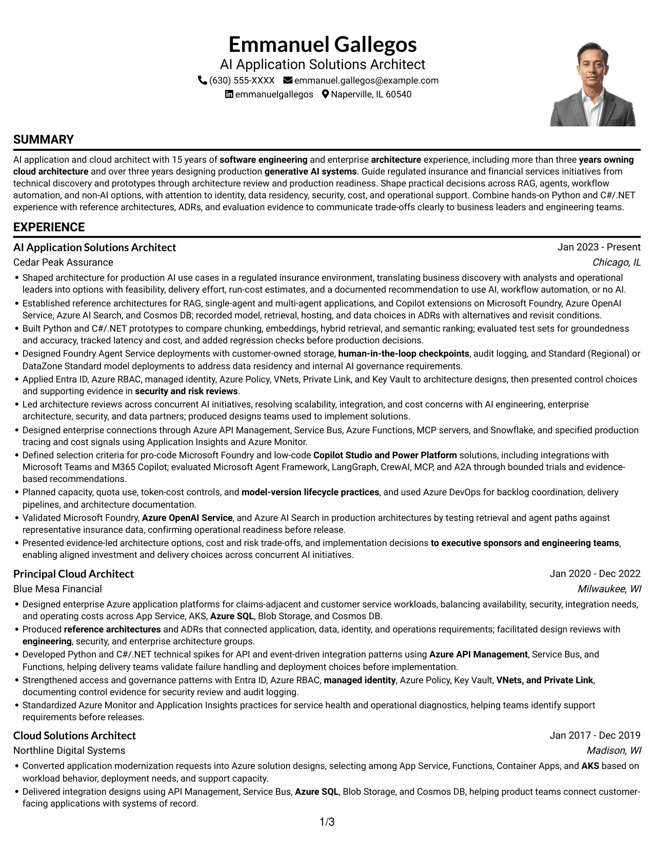 Resume example — page 1