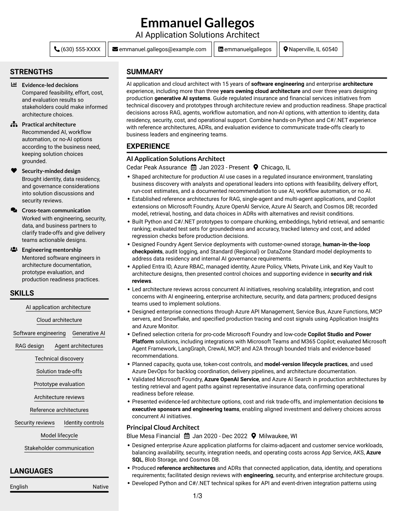 Resume example — page 1