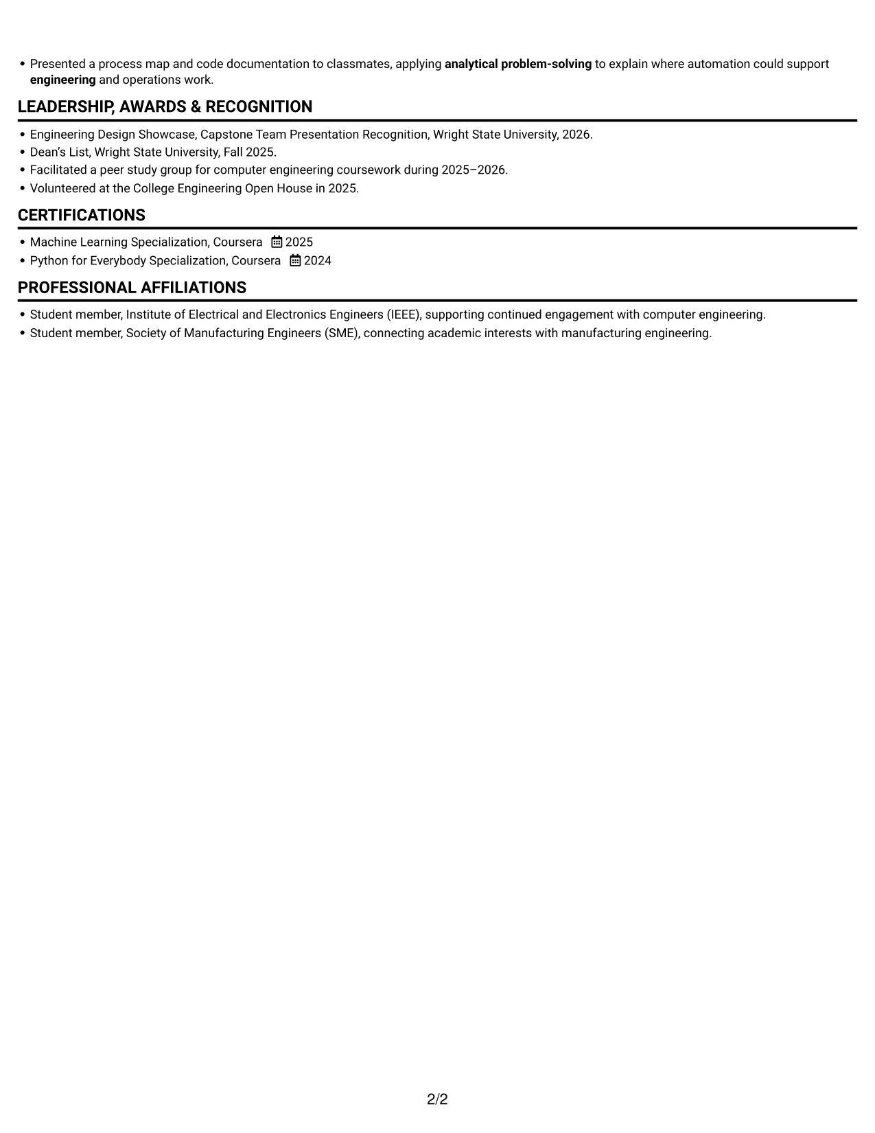 Resume example — page 2