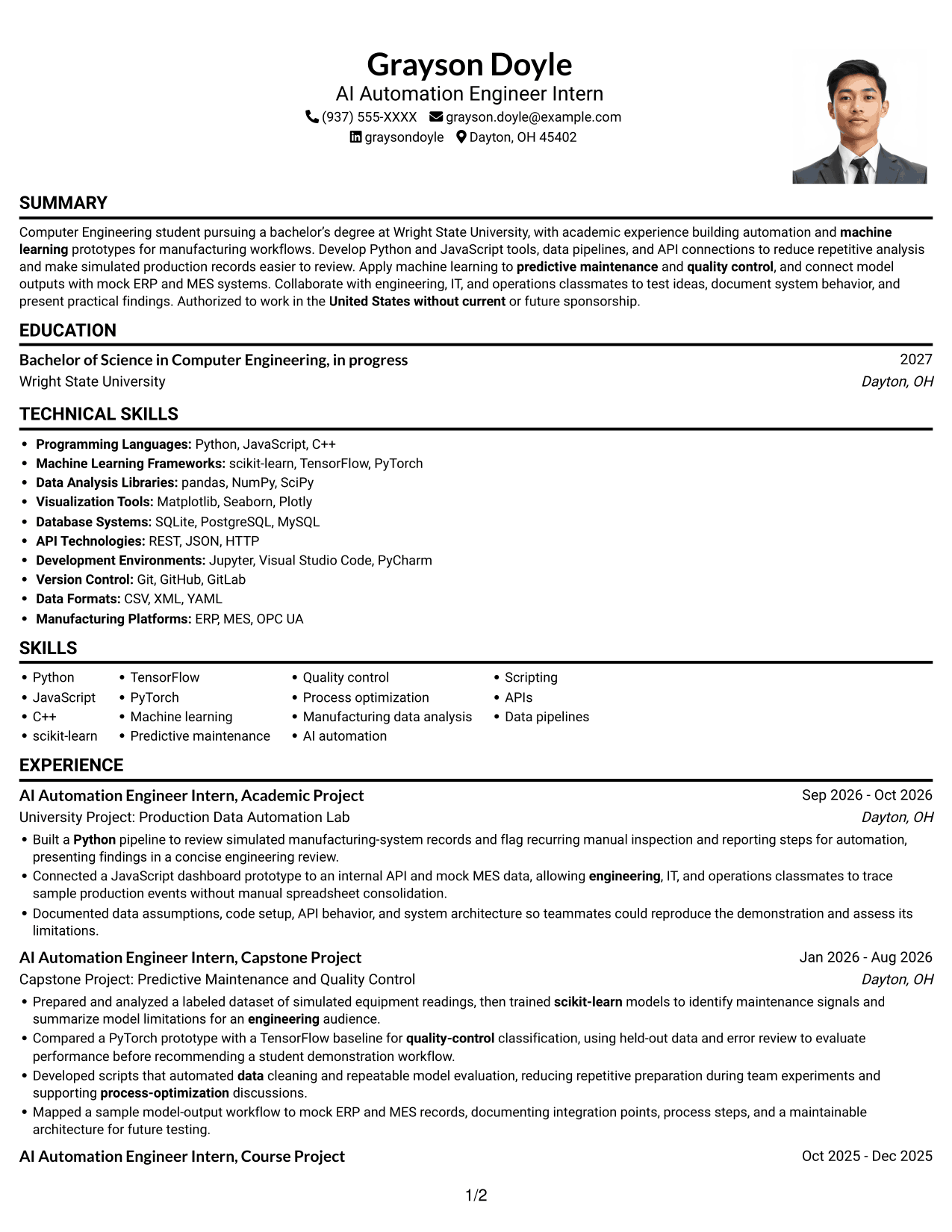 Resume example — page 1