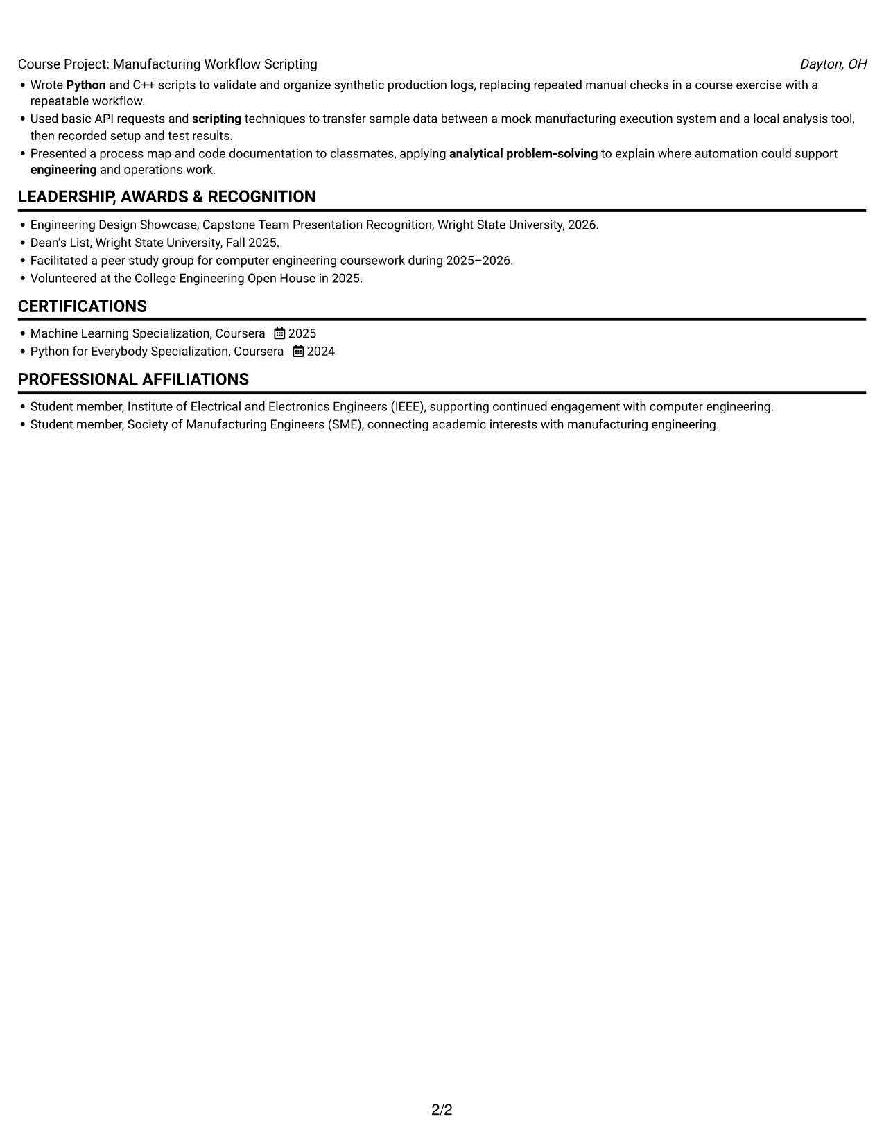Resume example — page 2