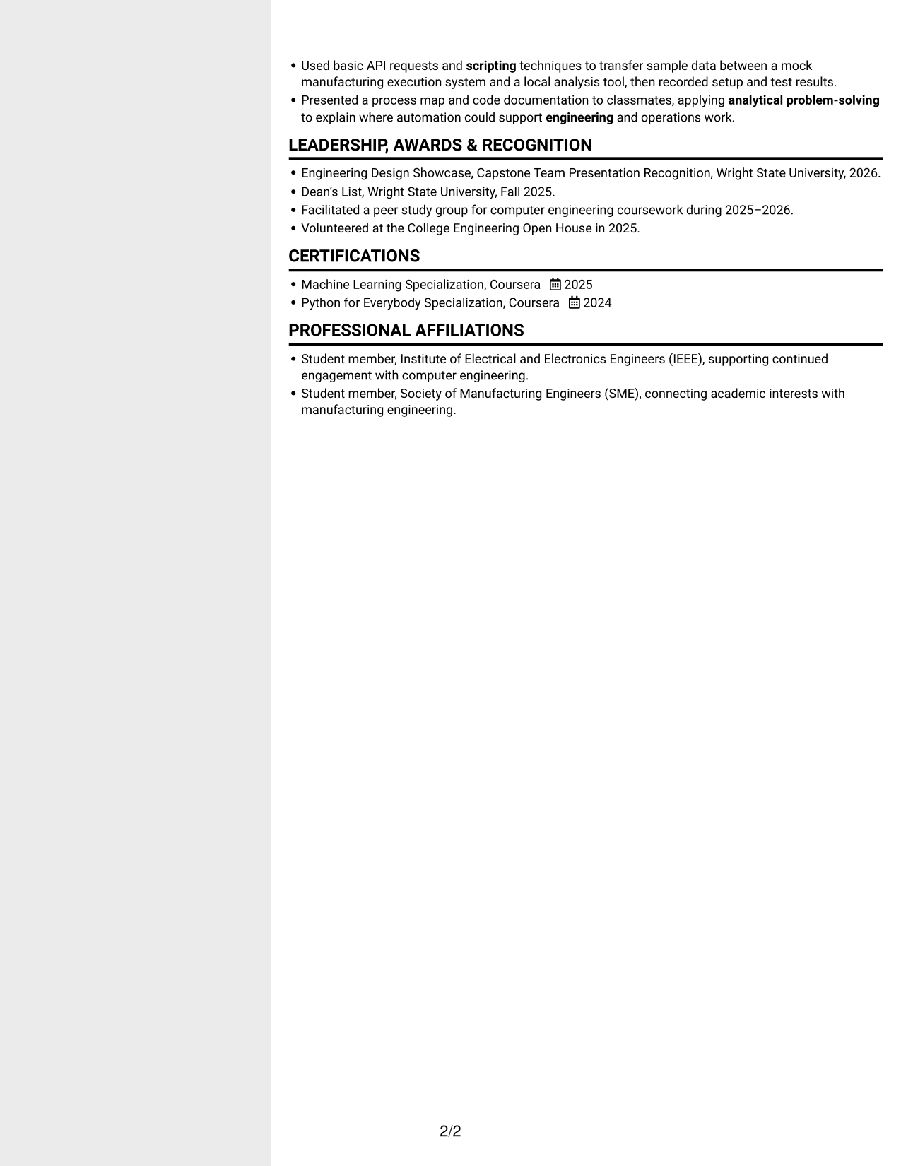 Resume example — page 2