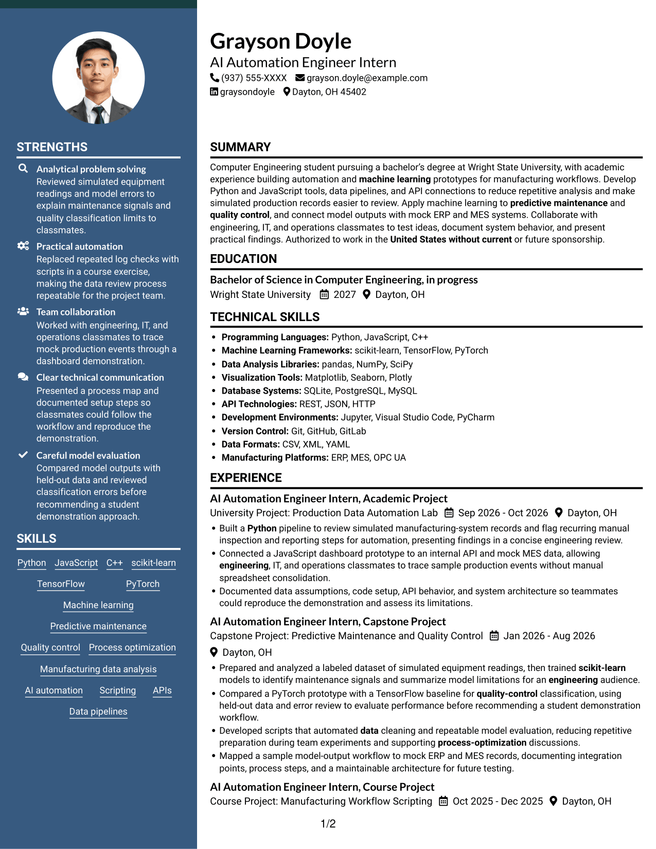 Resume example — page 1