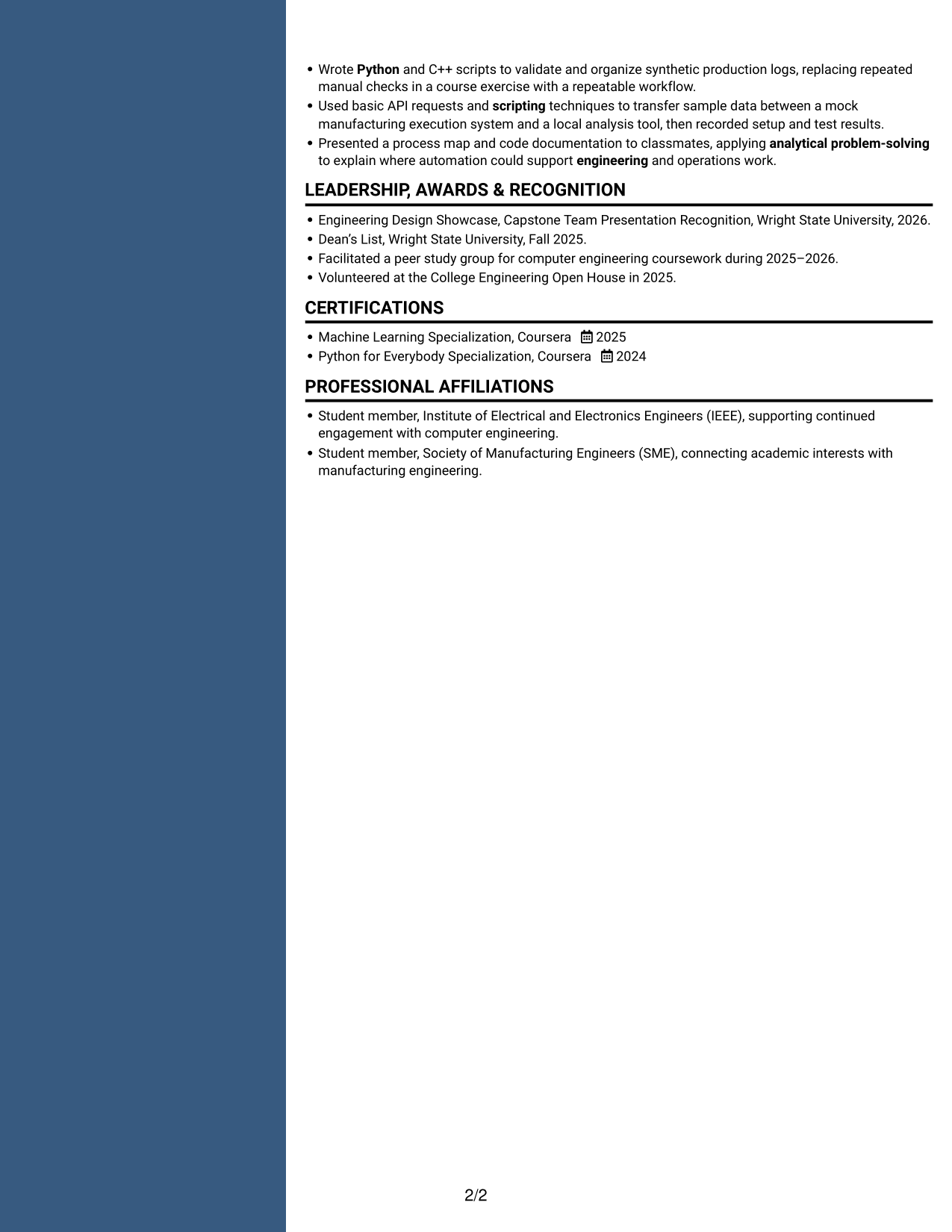 Resume example — page 2