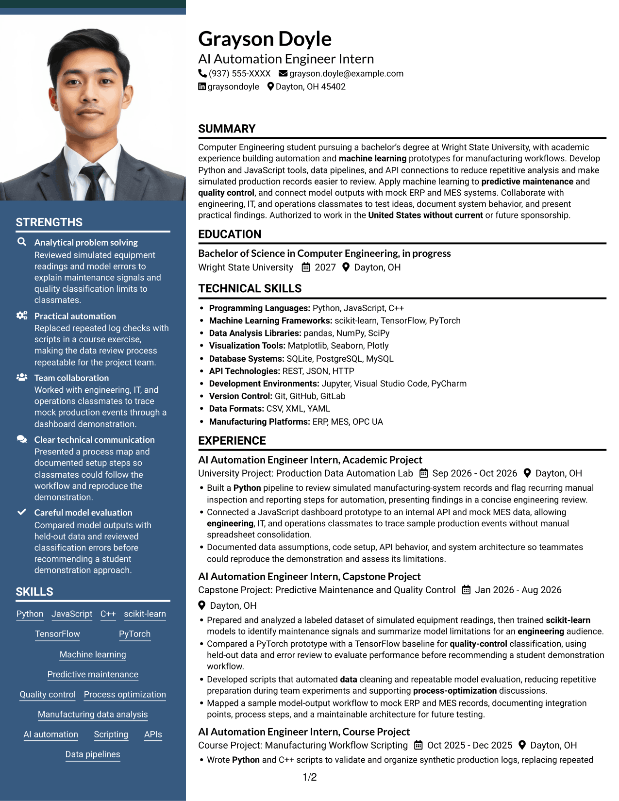 Resume example — page 1