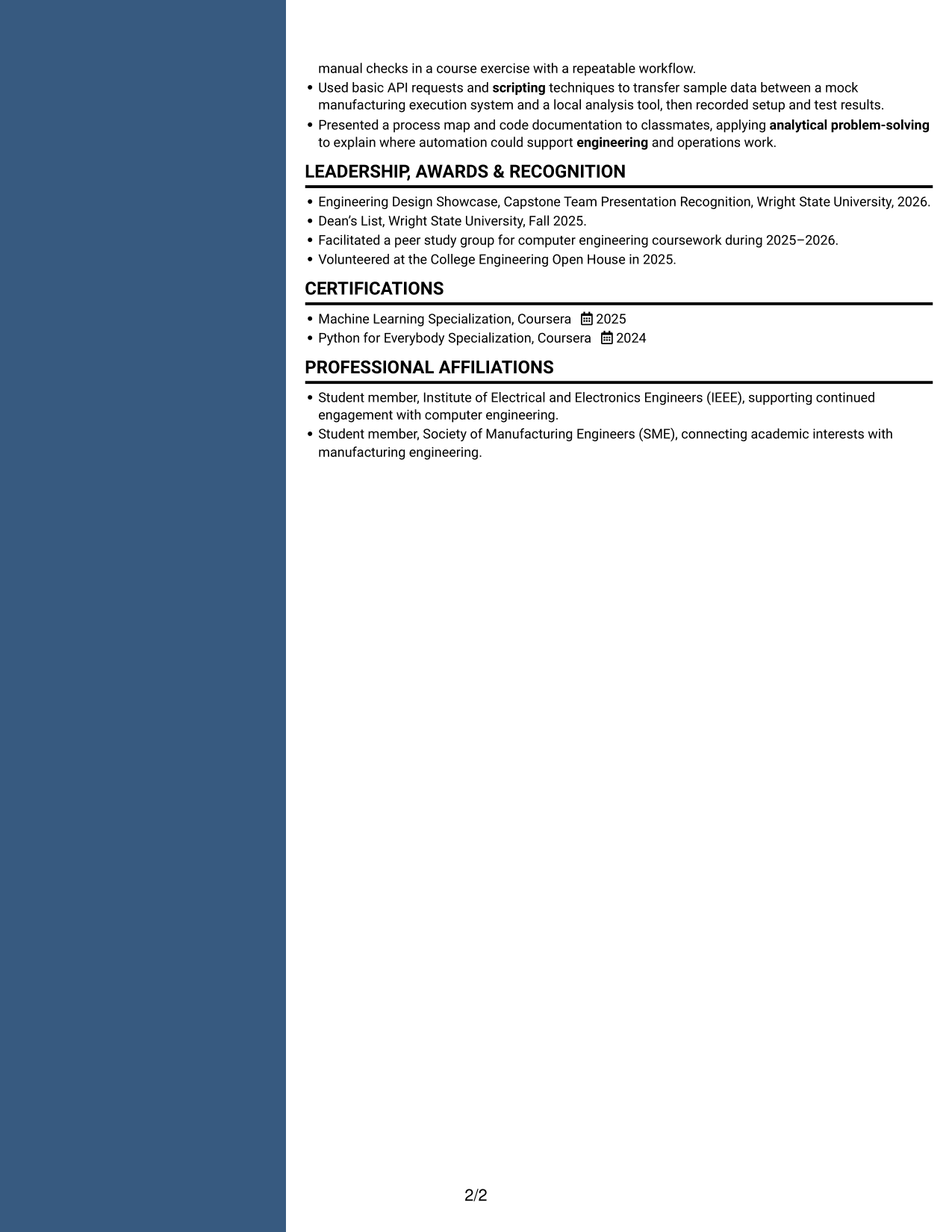 Resume example — page 2