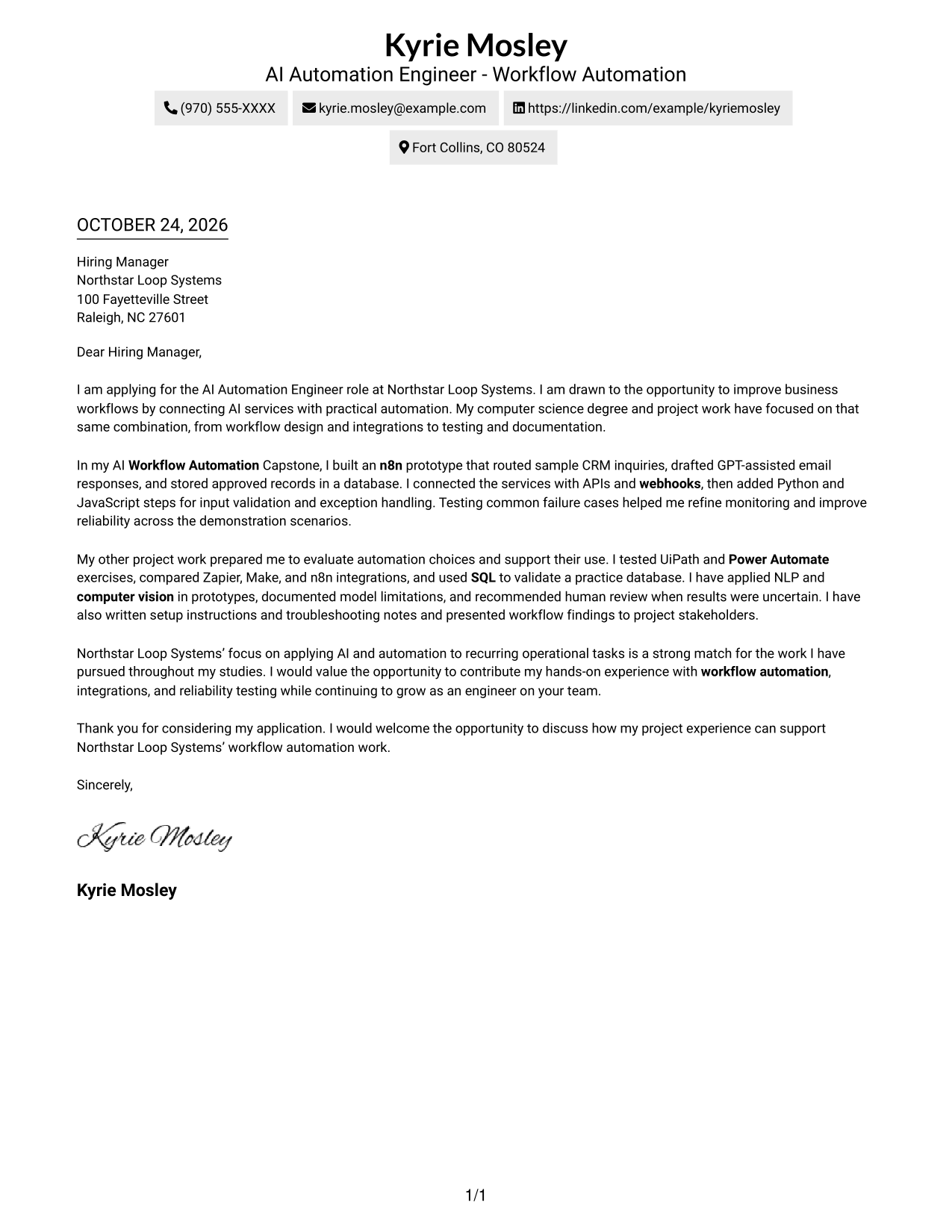 Cover letter example — page 1