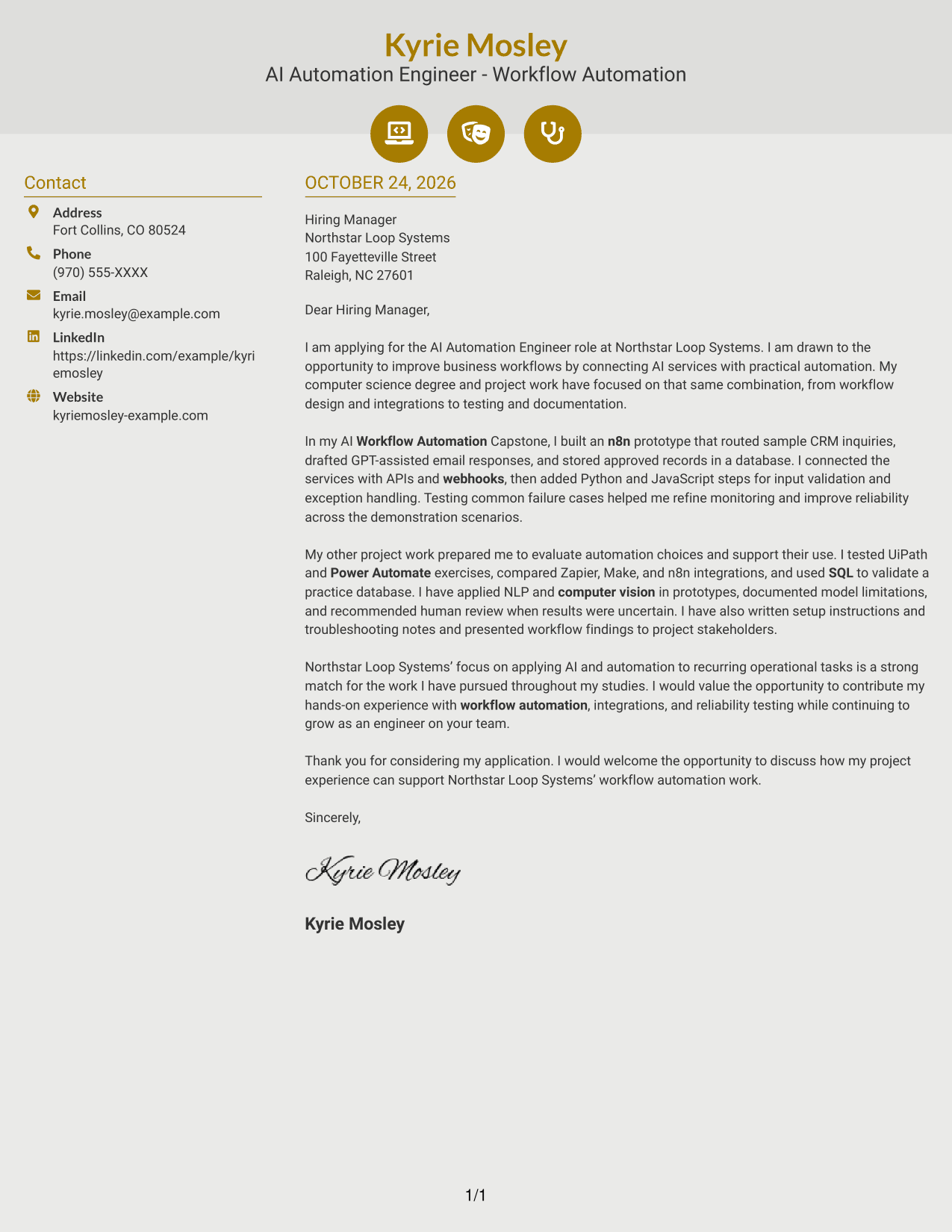 Cover letter example — page 1