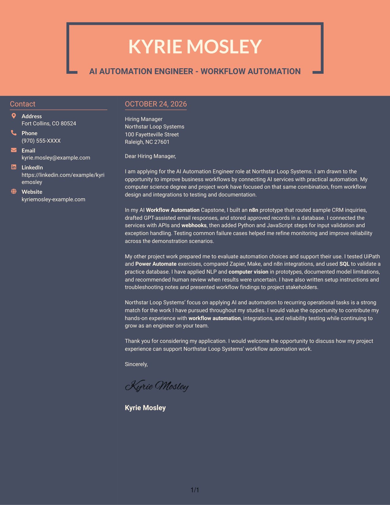 Cover letter example — page 1