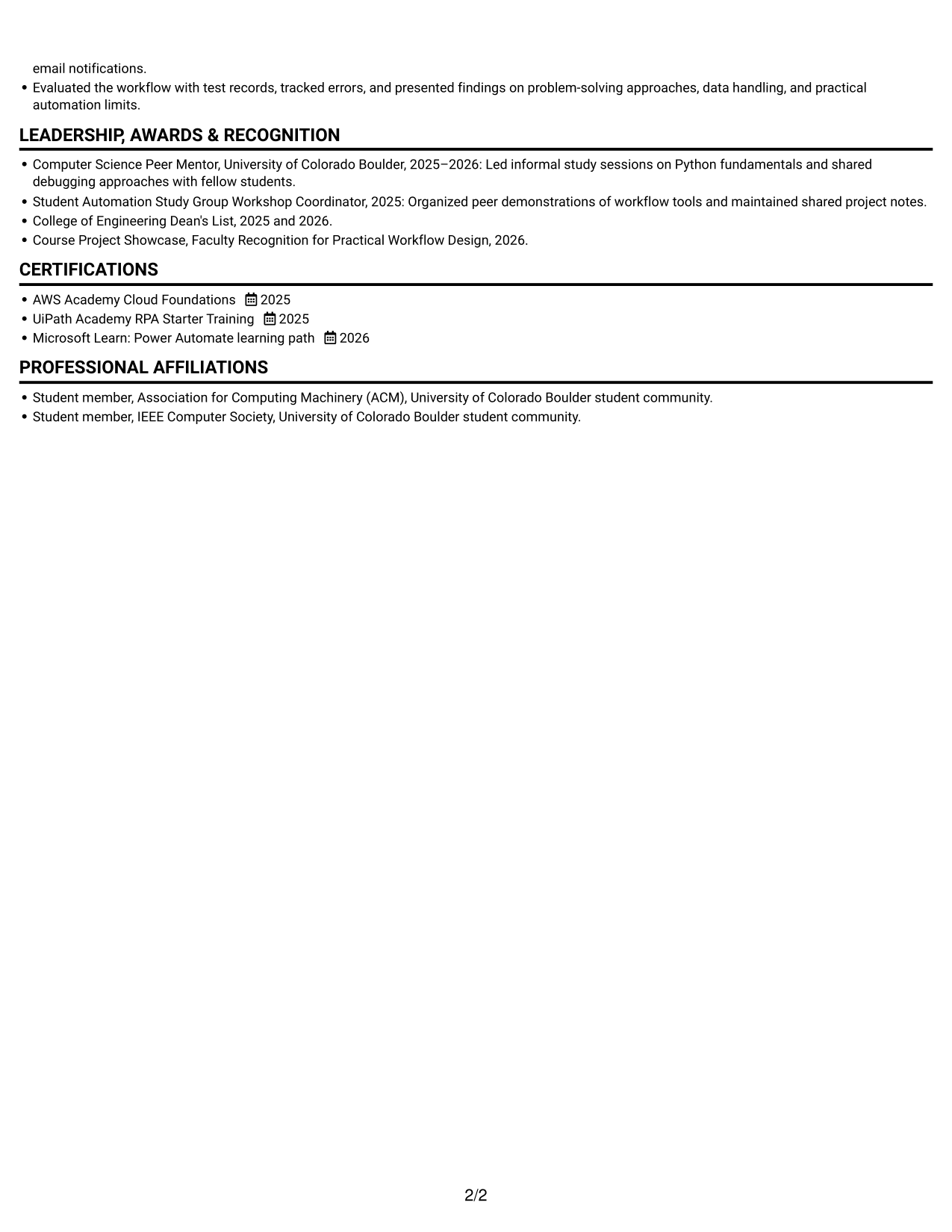 Resume example — page 2
