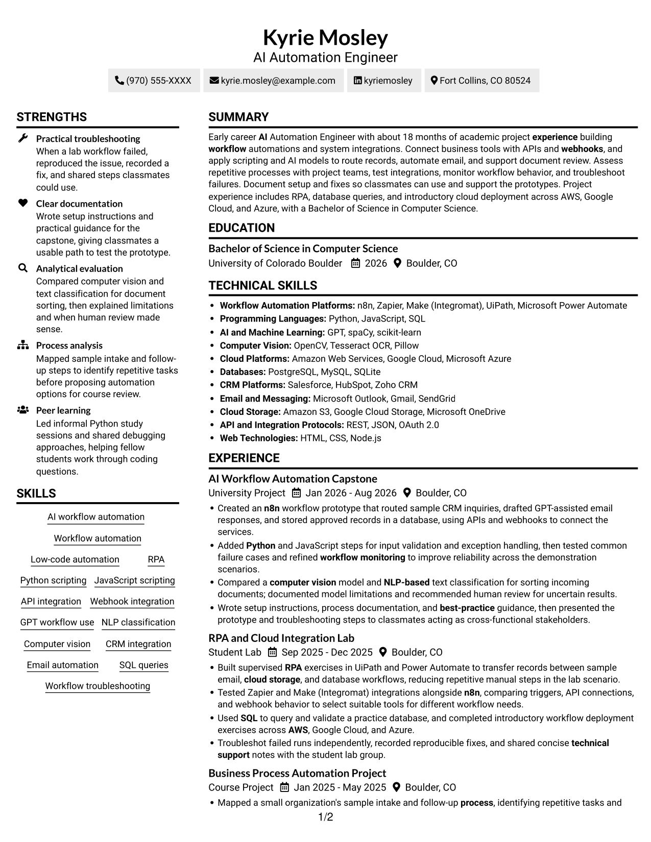 Resume example — page 1