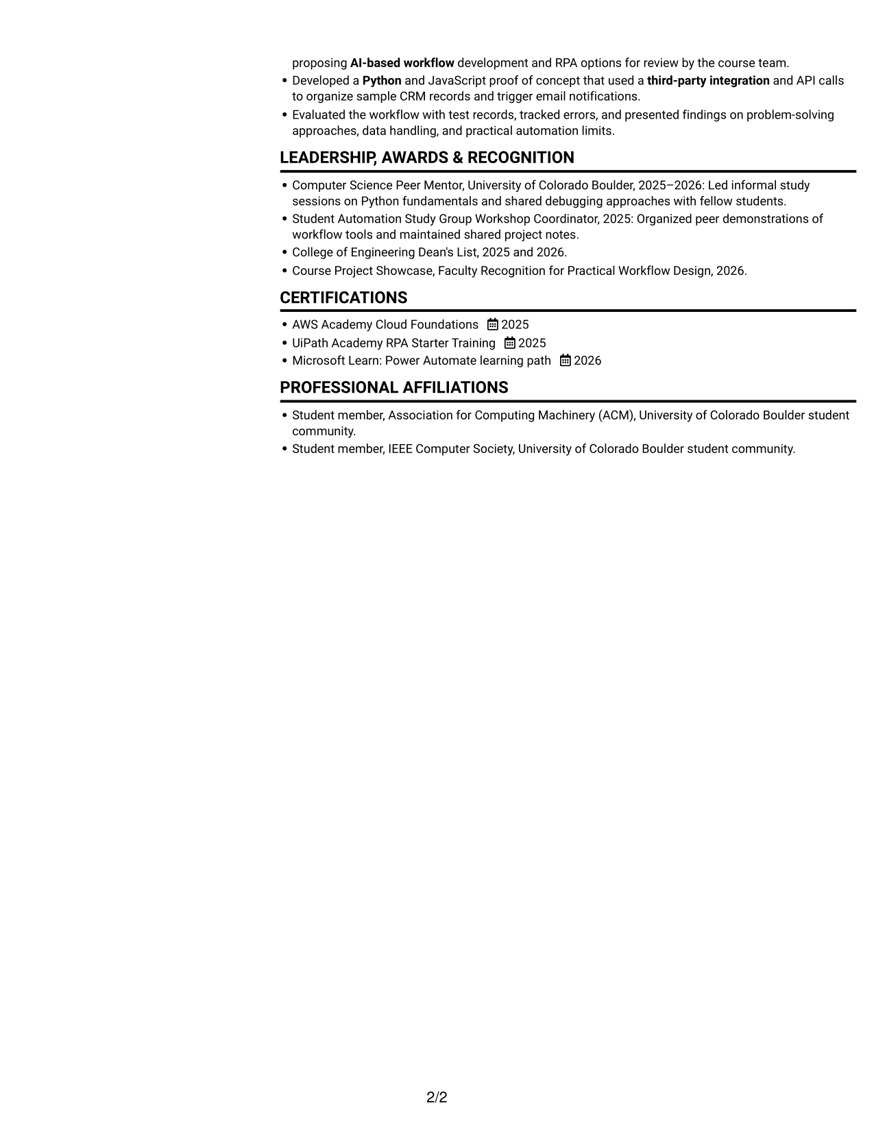 Resume example — page 2