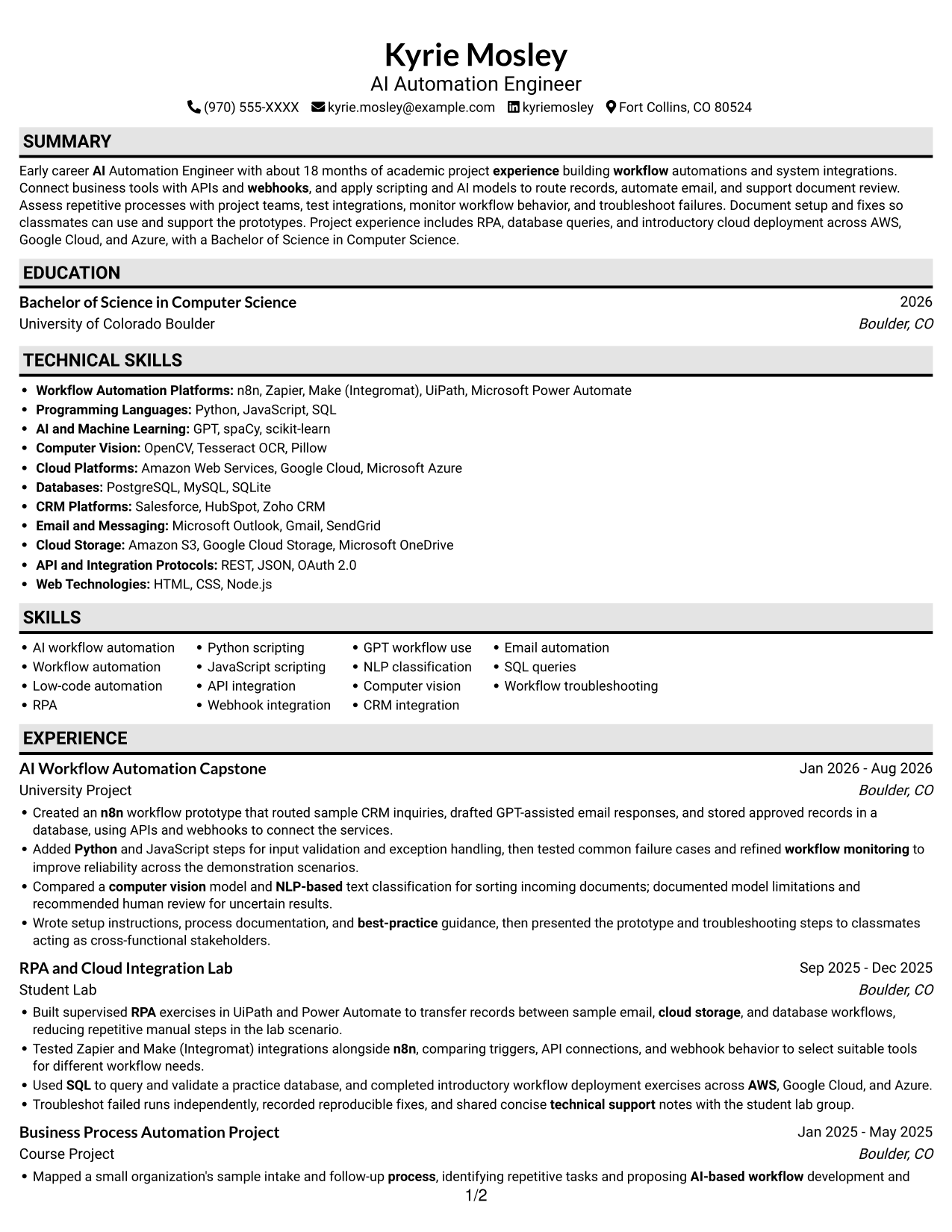 Resume example — page 1