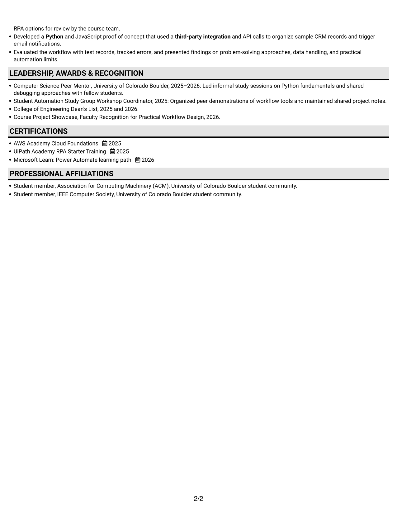 Resume example — page 2