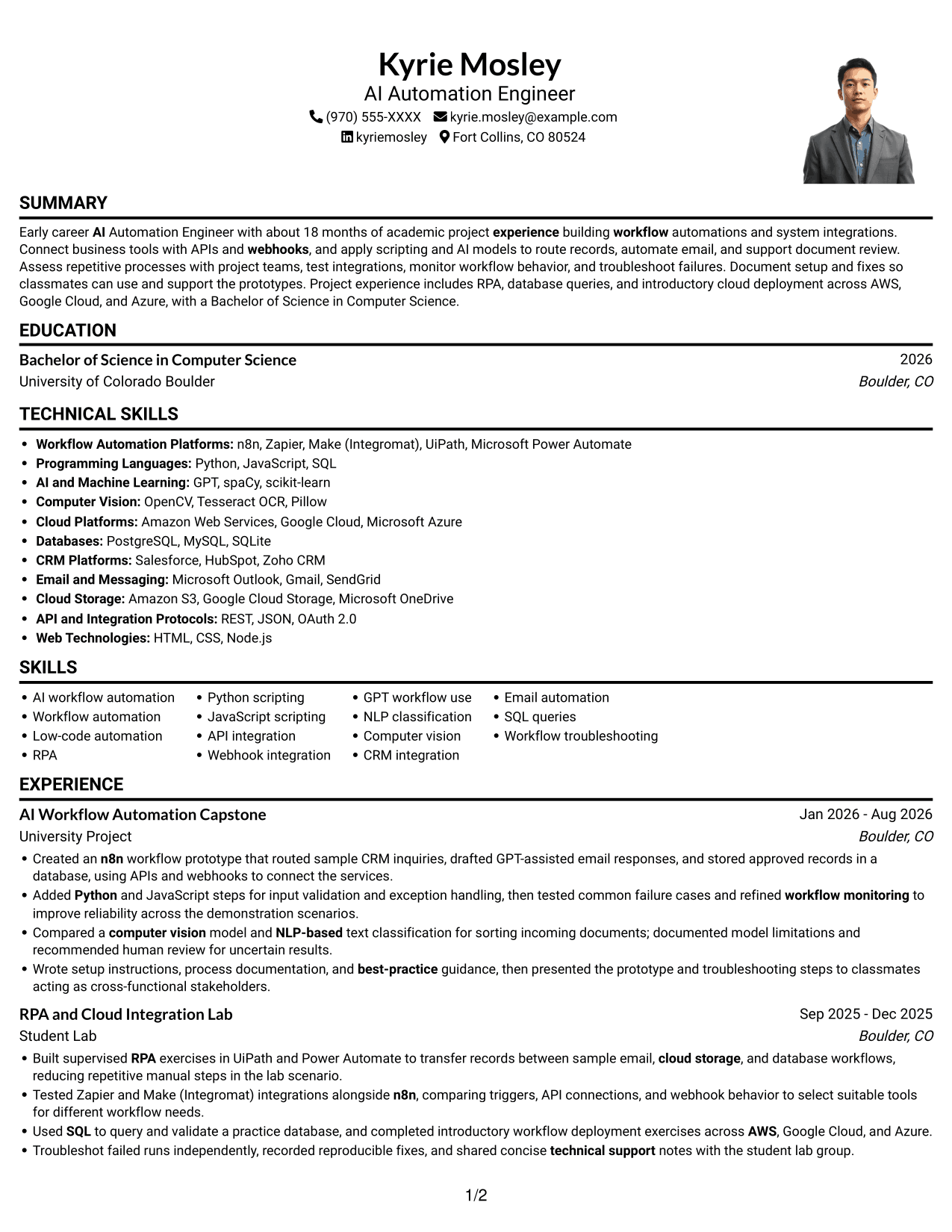 Resume example — page 1