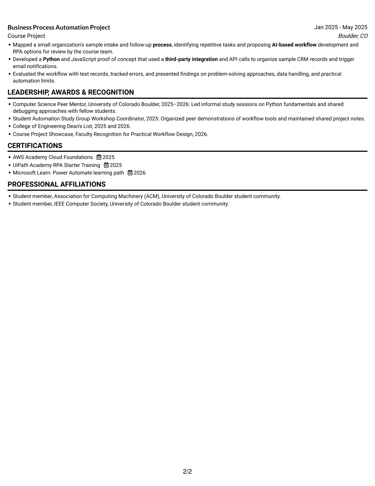 Resume example — page 2