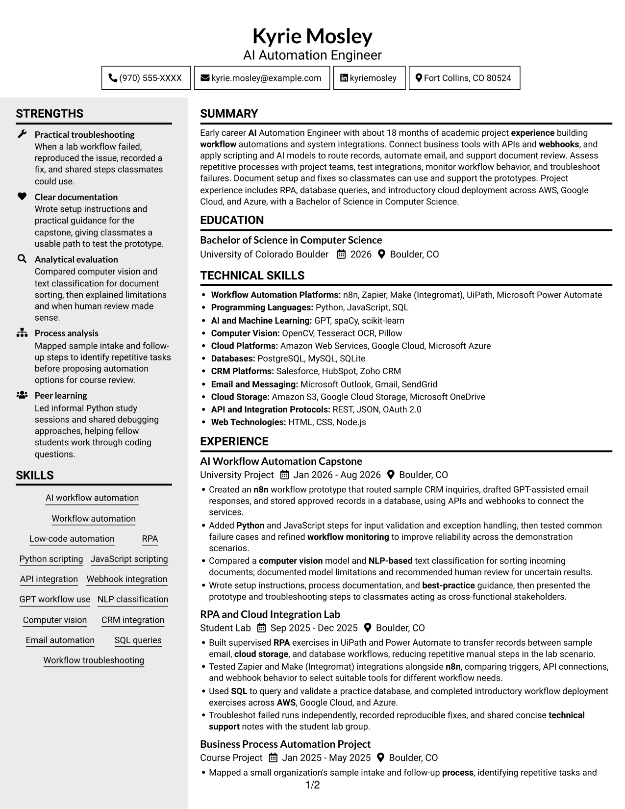 Resume example — page 1