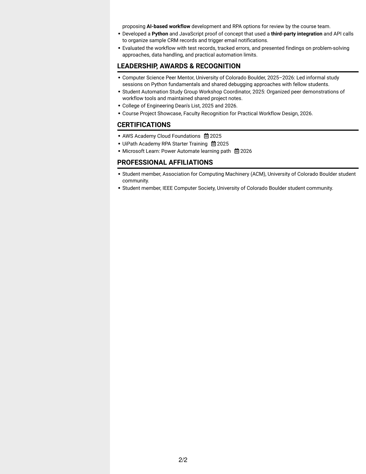 Resume example — page 2