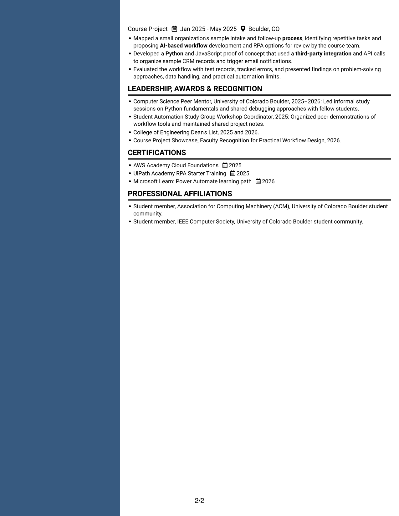 Resume example — page 2