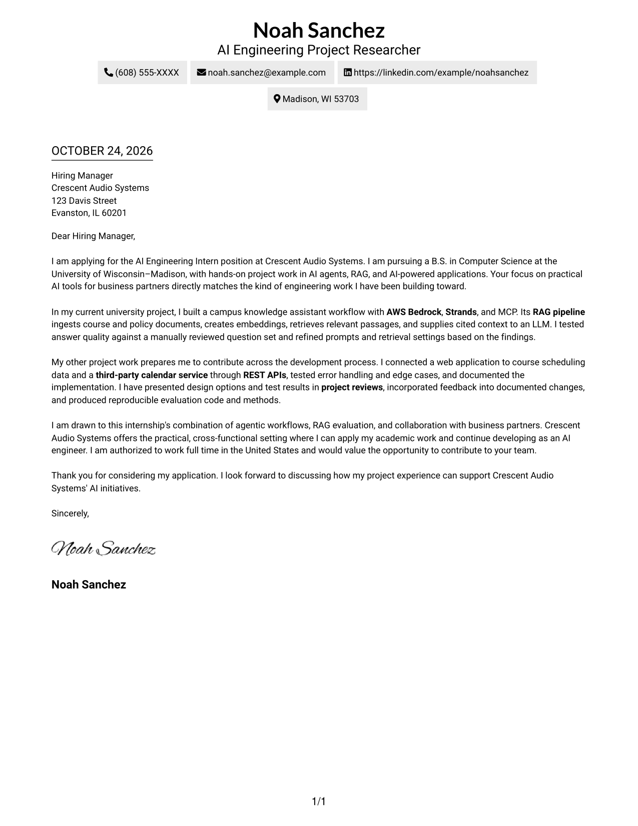 Cover letter example — page 1