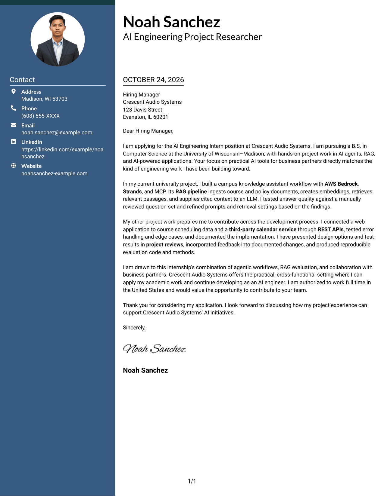 Cover letter example — page 1