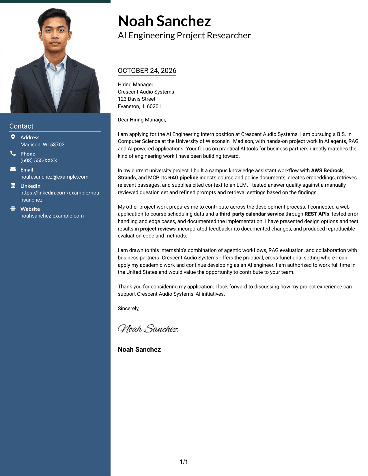 Cover letter example — page 1