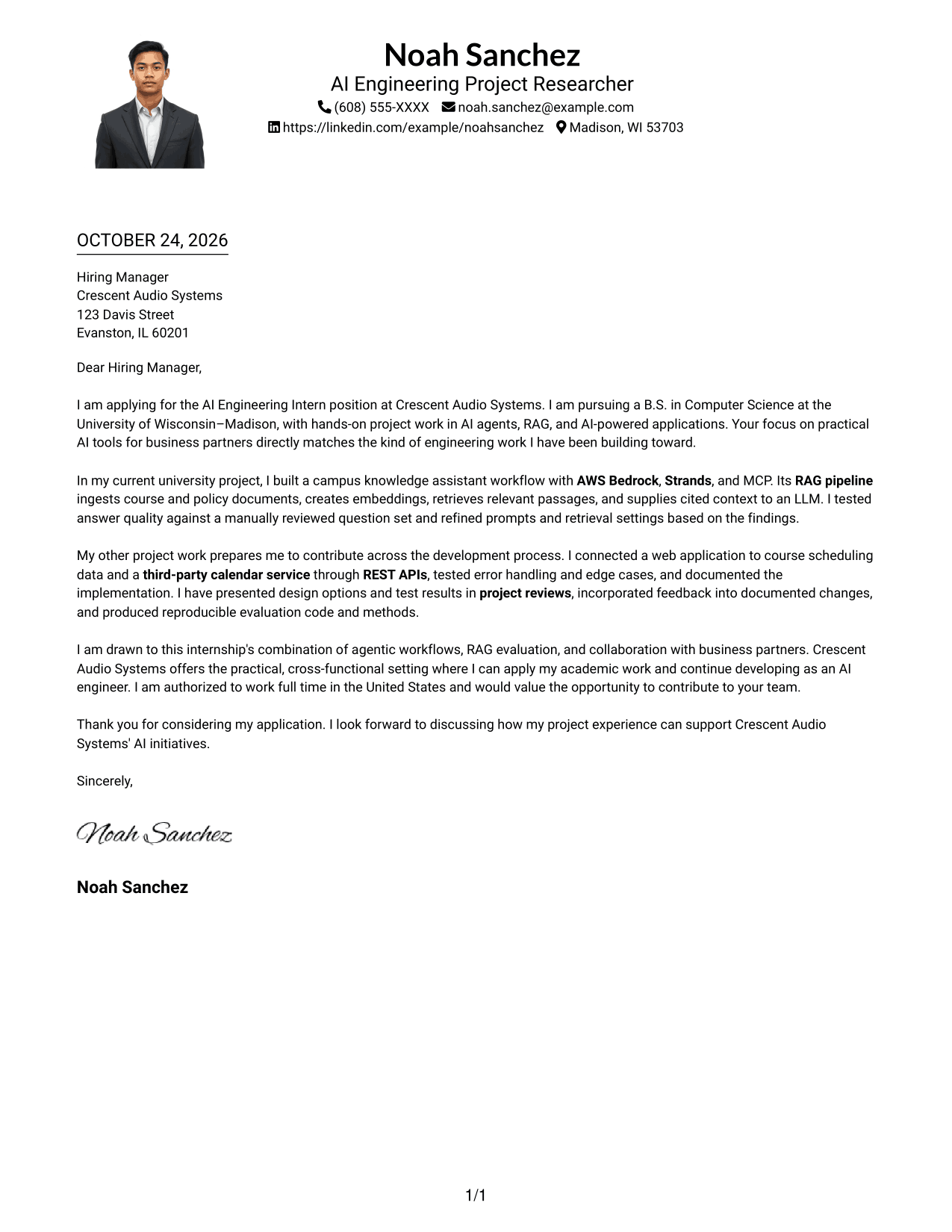 Cover letter example — page 1