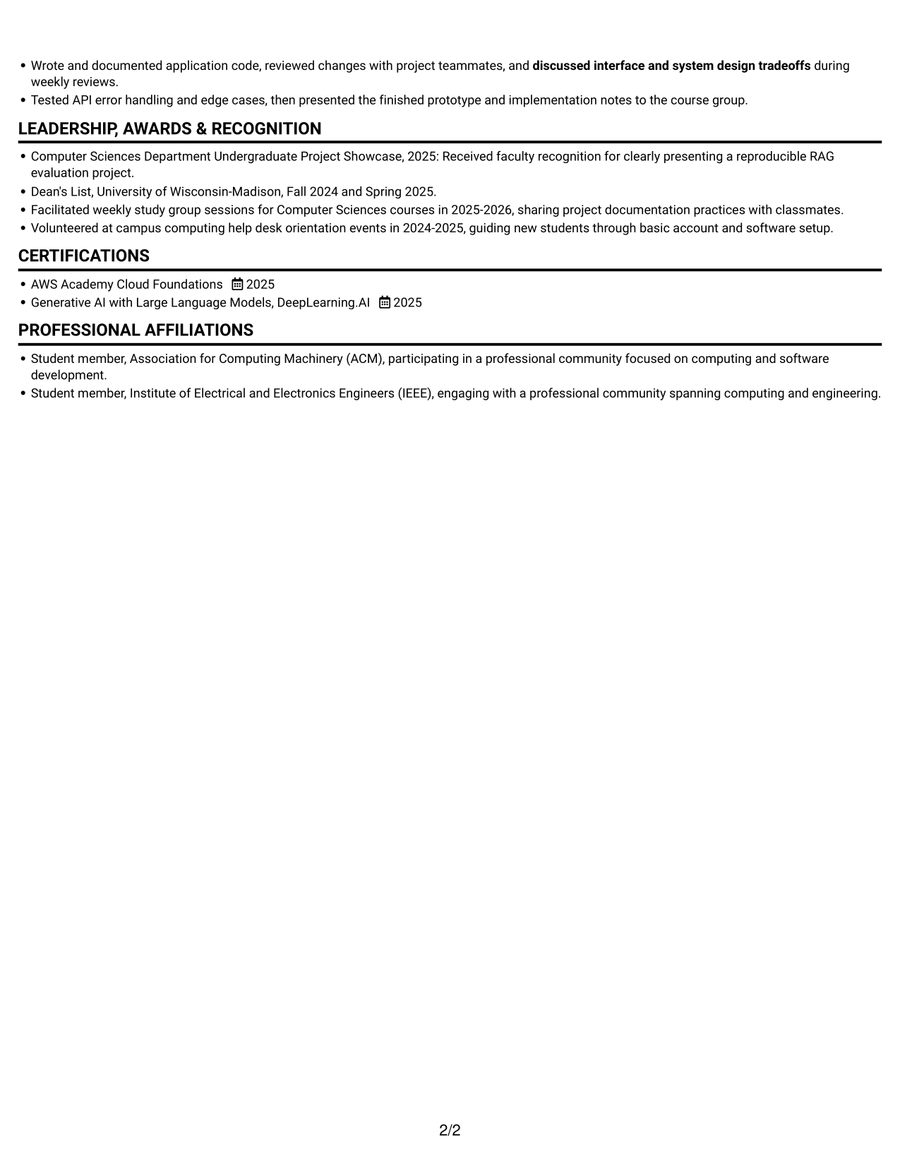 Resume example — page 2