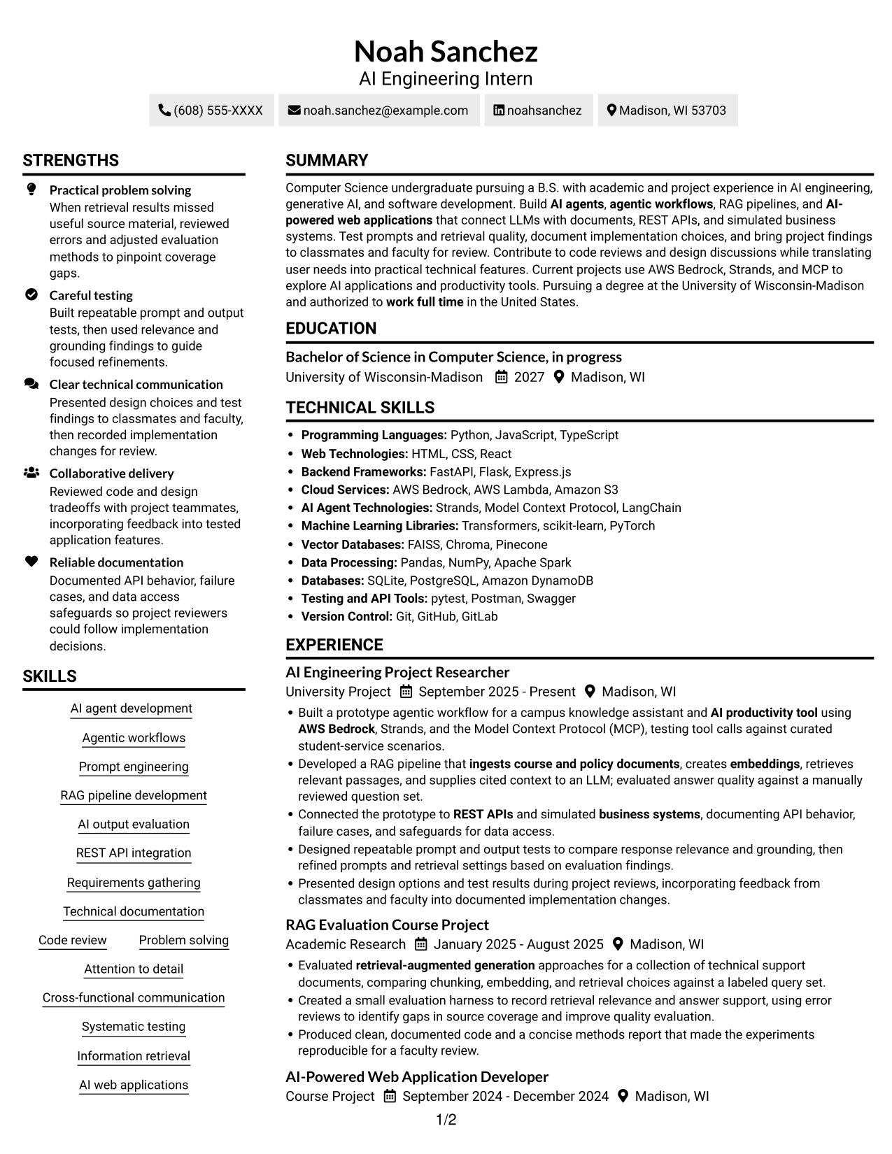 Resume example — page 1