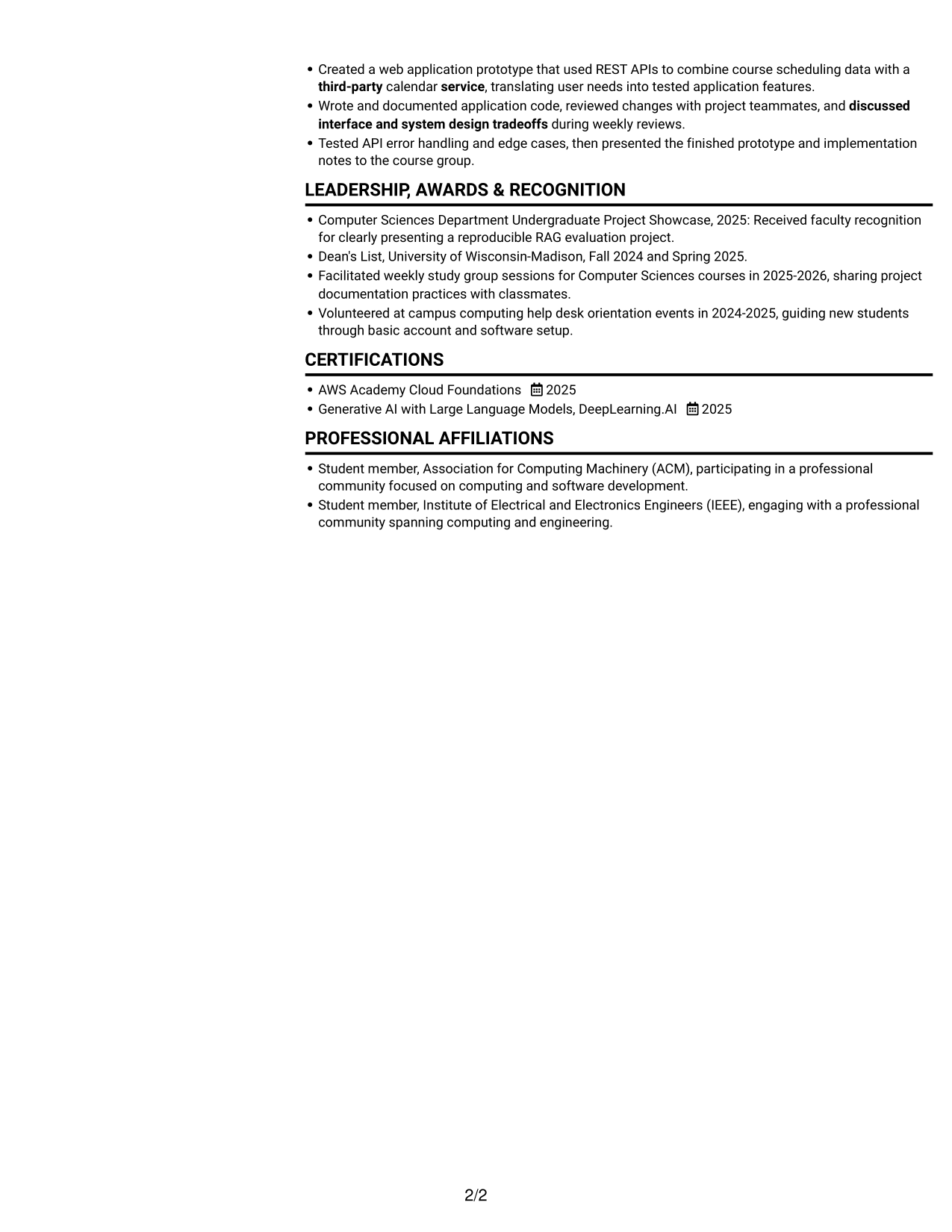 Resume example — page 2