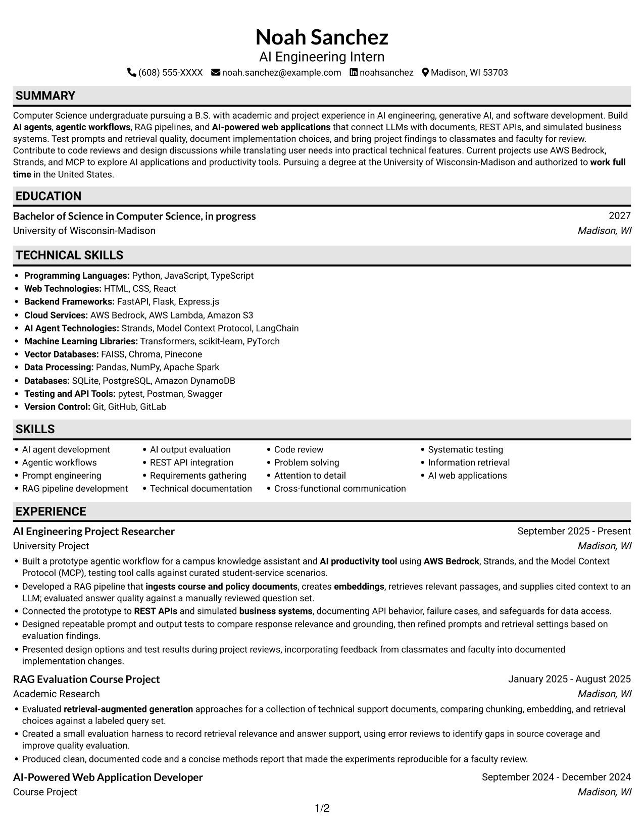 Resume example — page 1