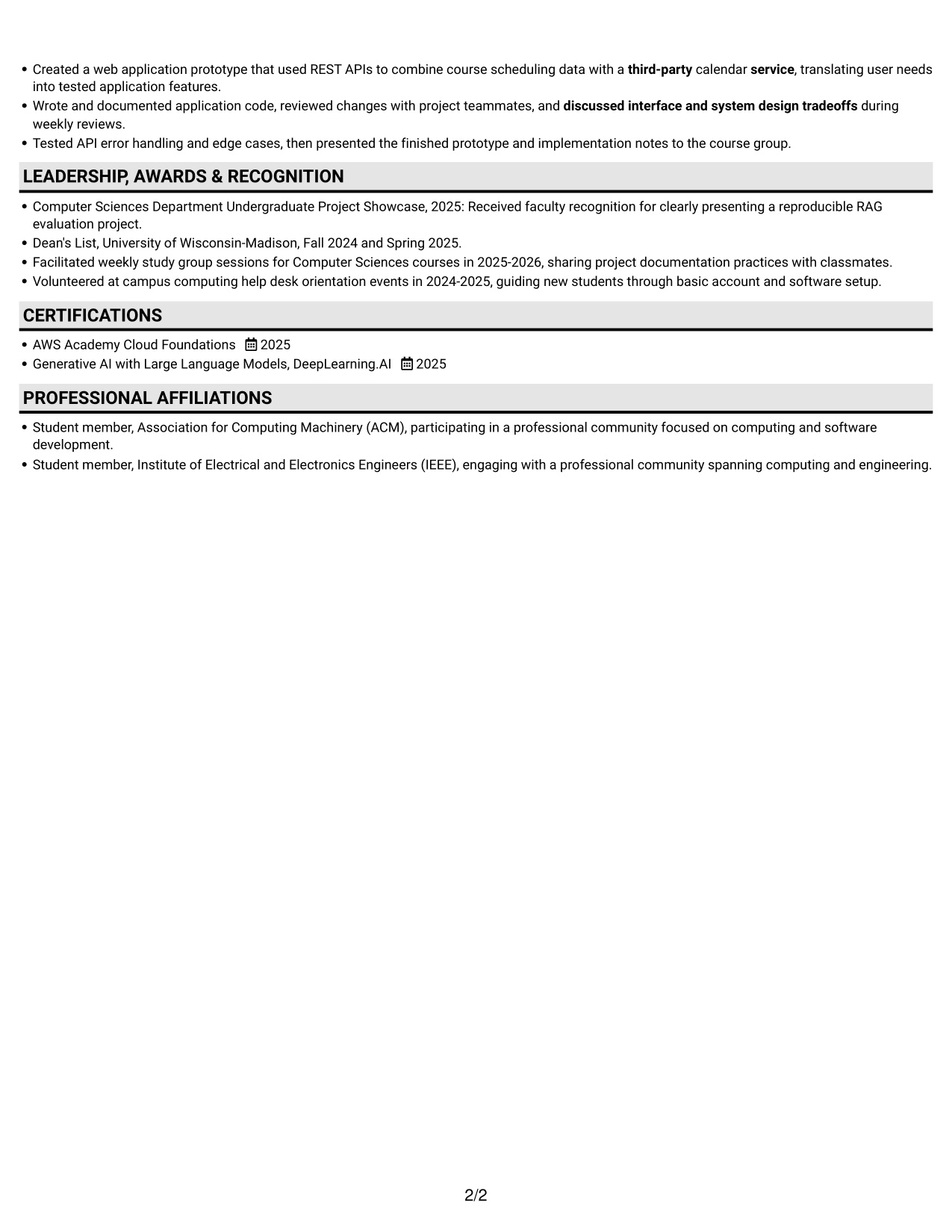 Resume example — page 2