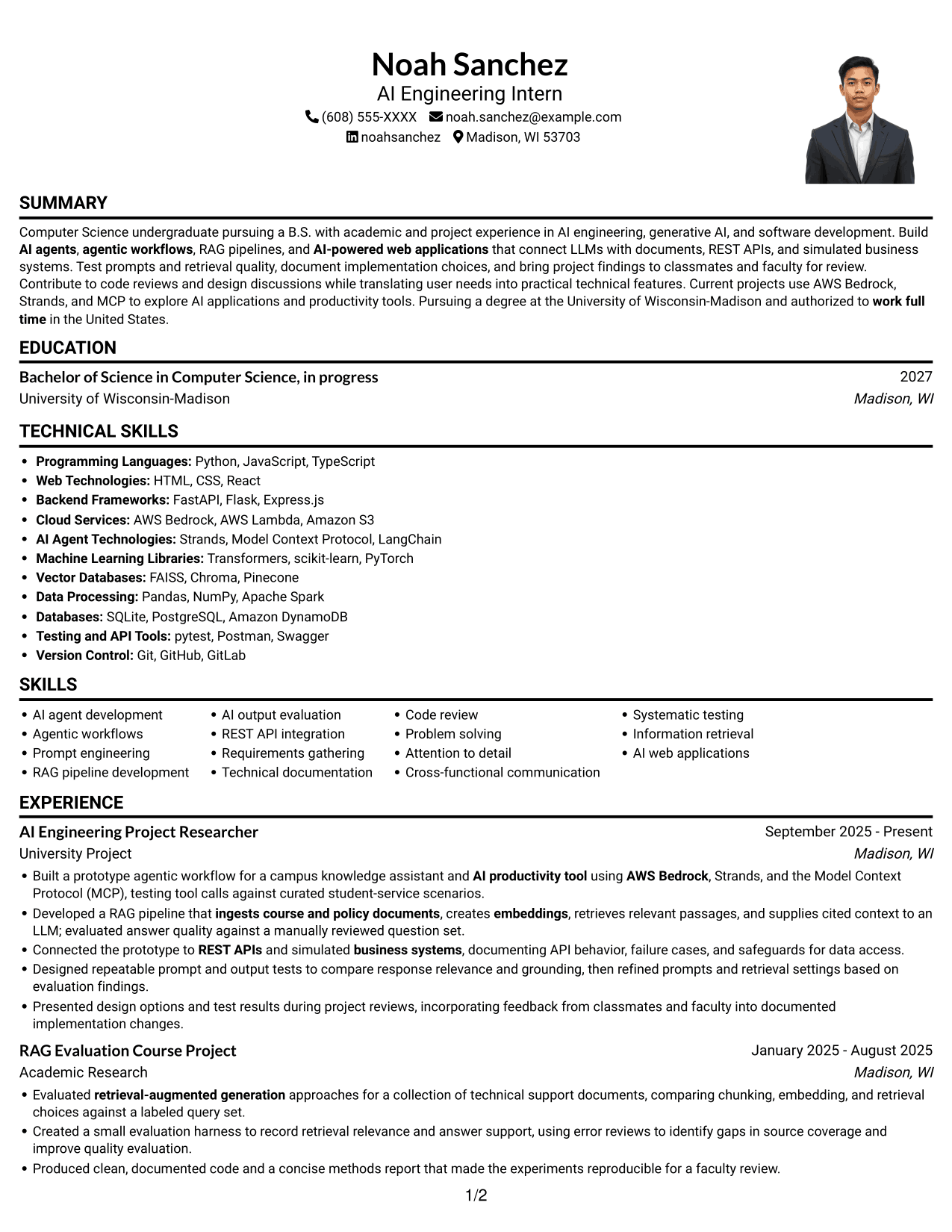Resume example — page 1