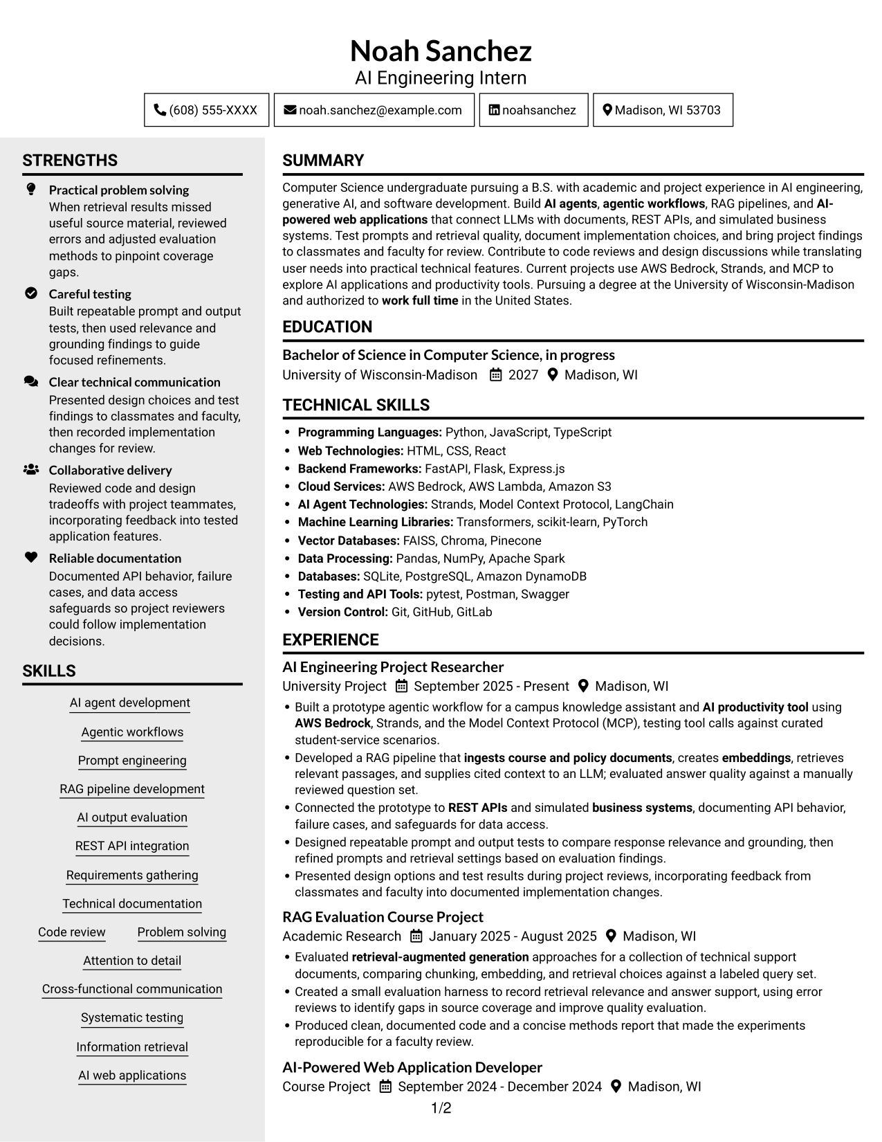 Resume example — page 1