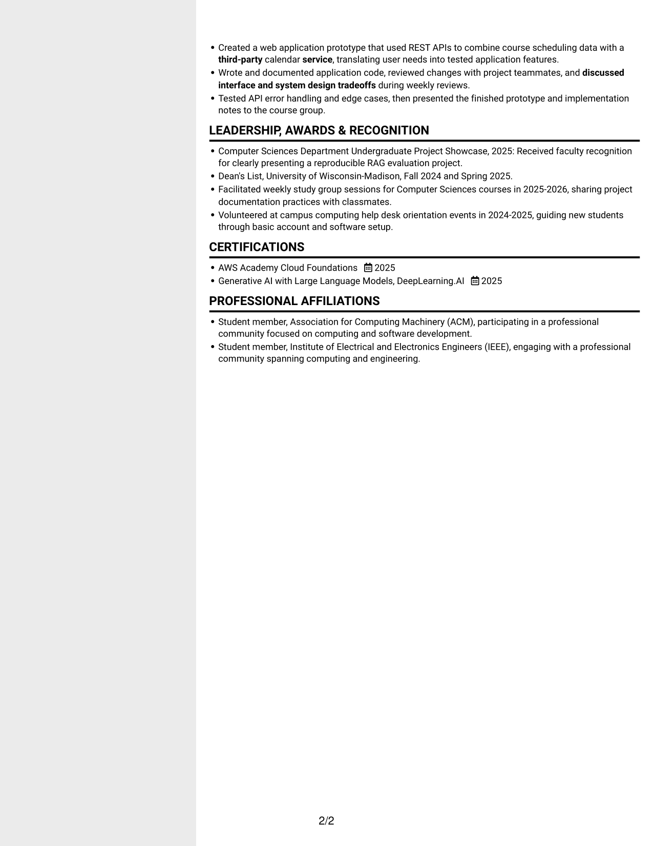 Resume example — page 2