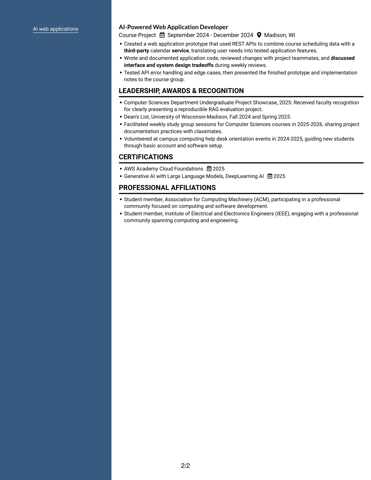 Resume example — page 2