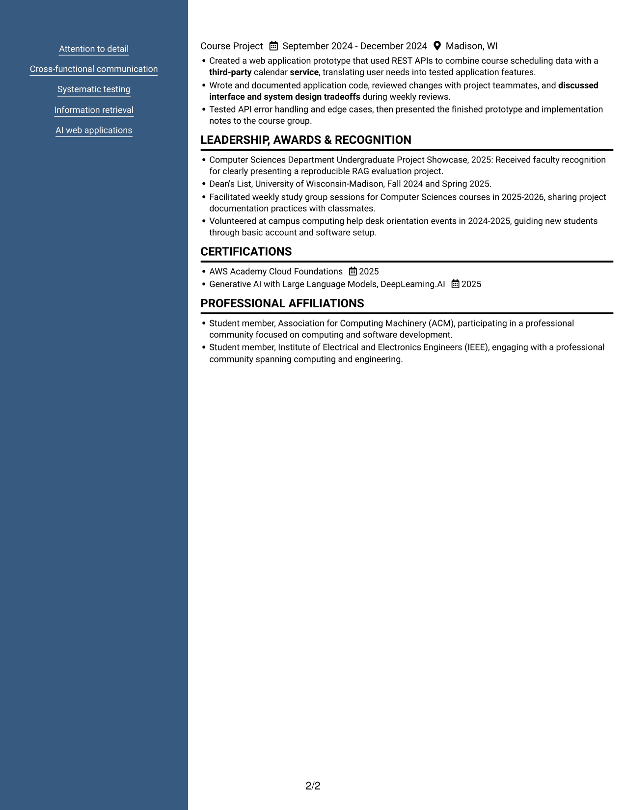 Resume example — page 2
