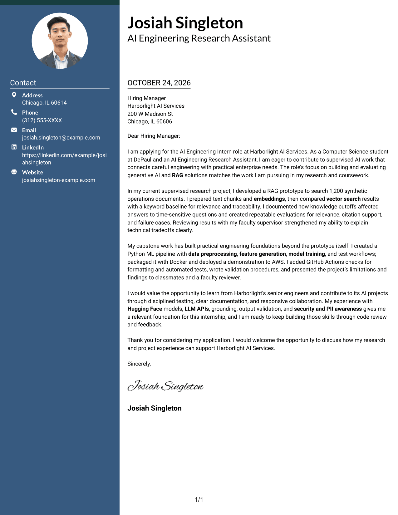 Cover letter example — page 1