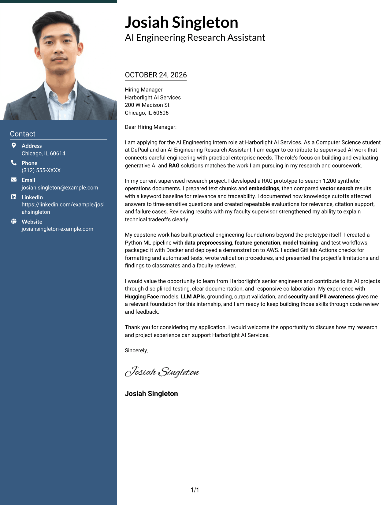 Cover letter example — page 1