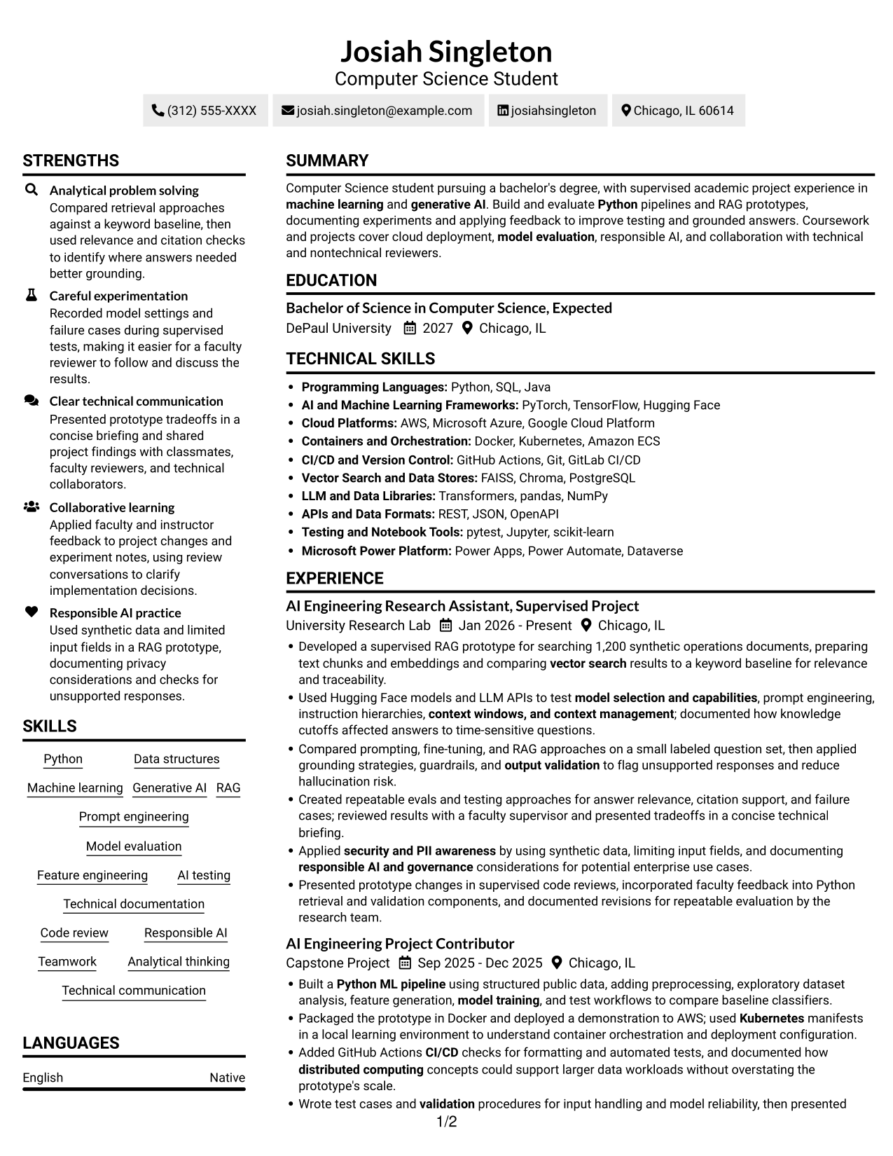 Resume example — page 1