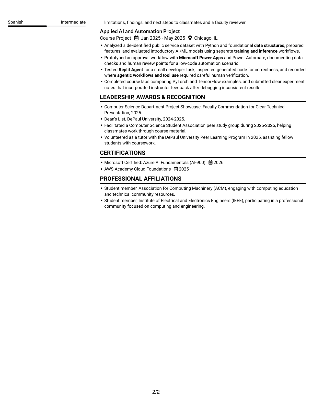 Resume example — page 2