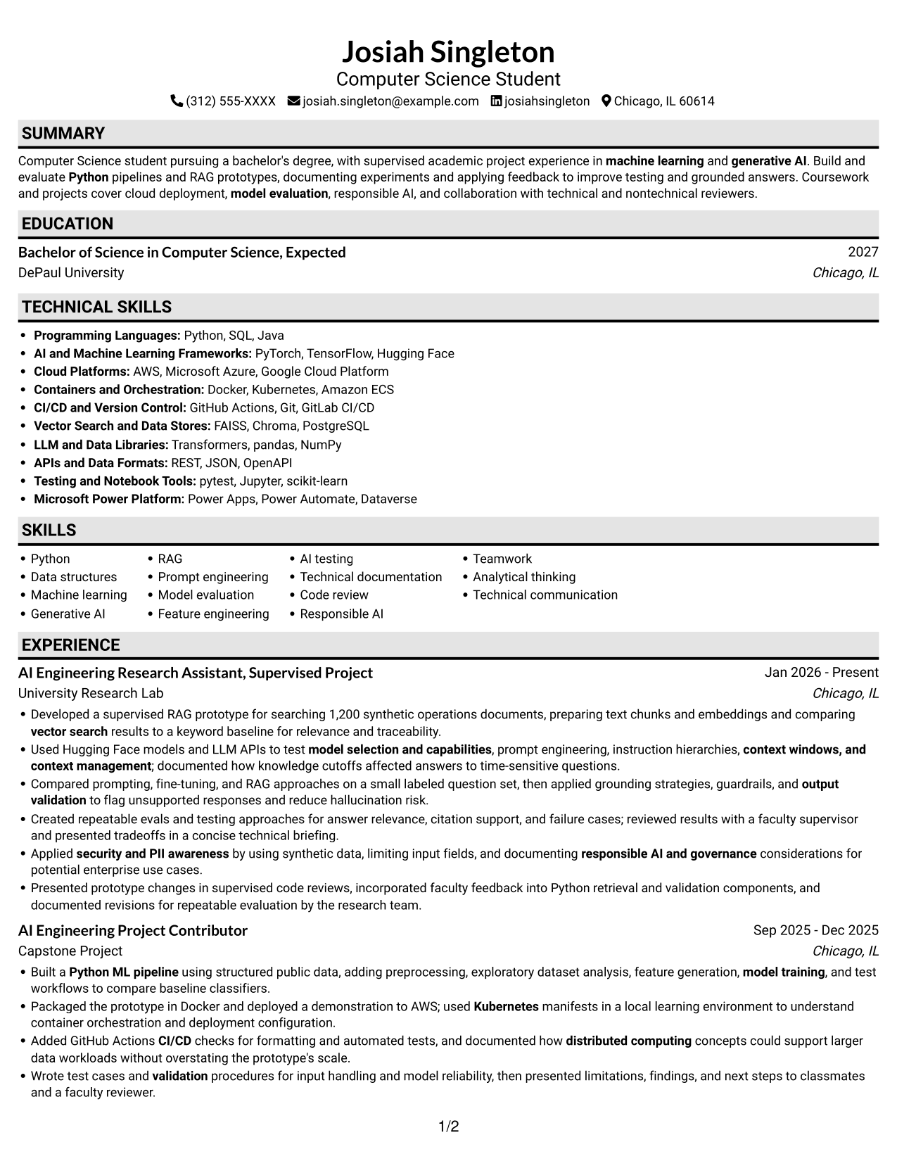 Resume example — page 1